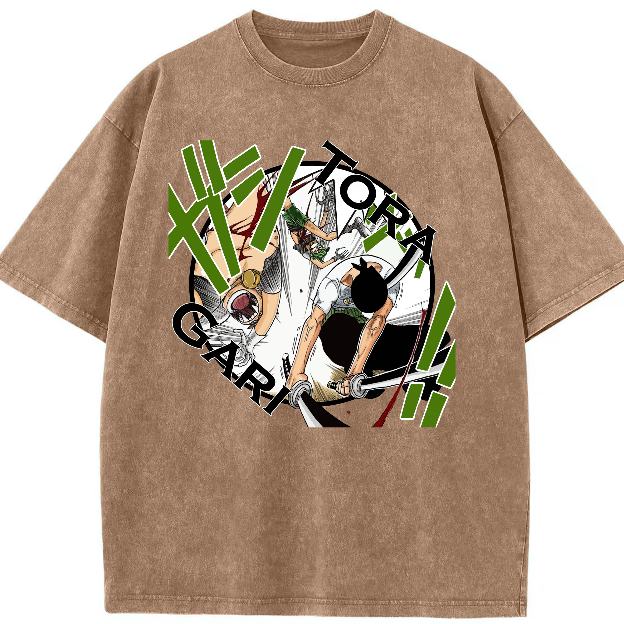 ワンピース ロロノア・ゾロ ONE PIECE Roronoa Zoro 綿100% ヴィンテージ風 半袖Tシャツ（フロントプリント）