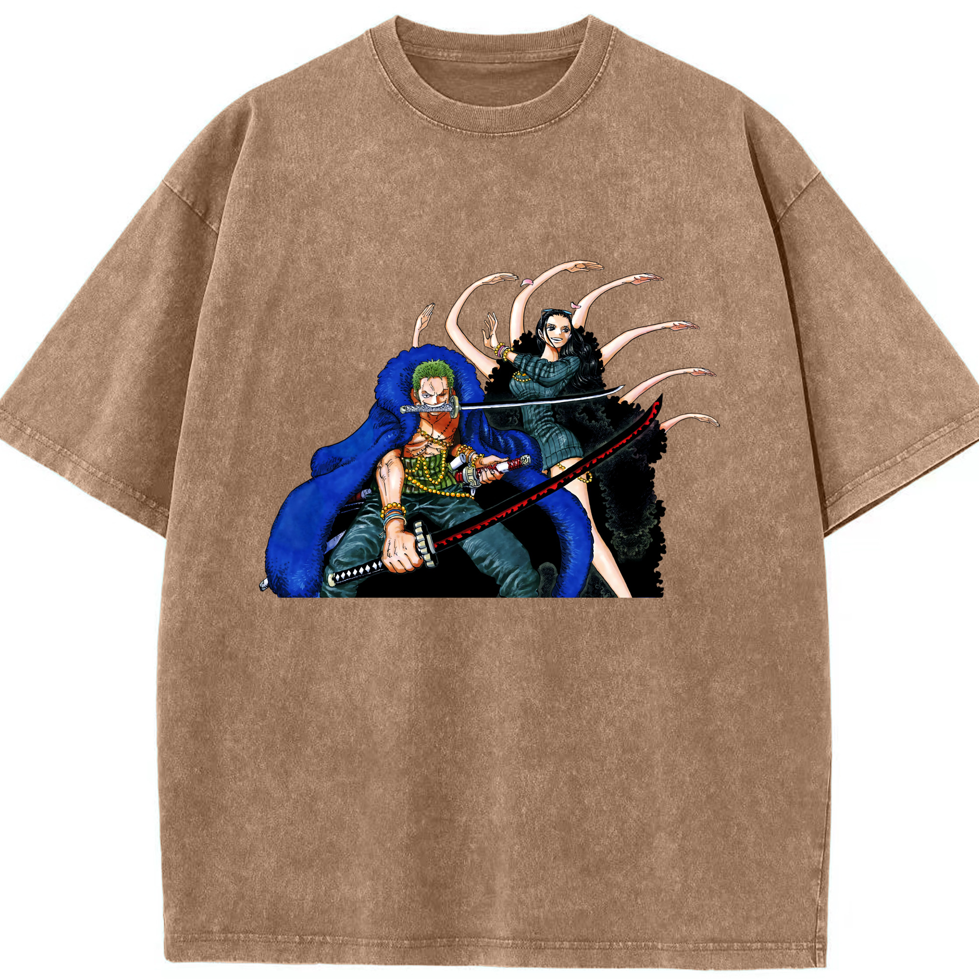 ワンピース ロロノア・ゾロ ONE PIECE Roronoa Zoro 綿100% ヴィンテージ風 半袖Tシャツ（フロントプリント）