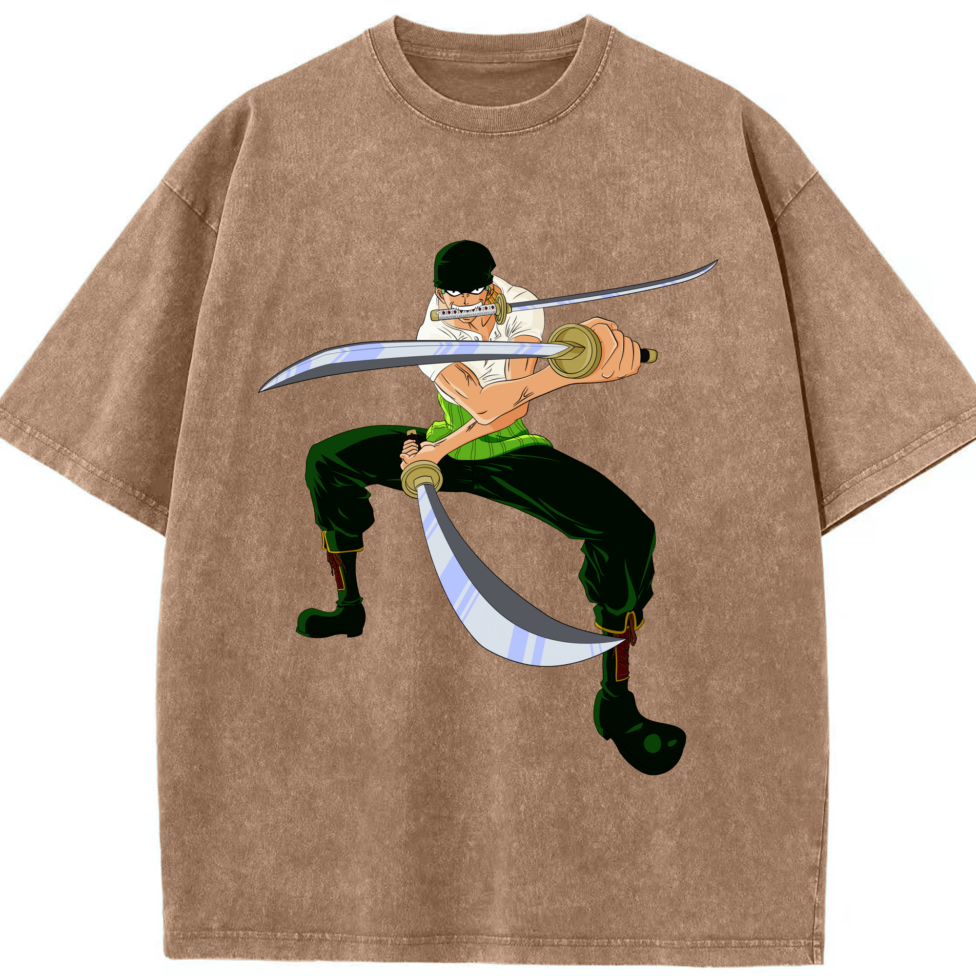 ワンピース ロロノア・ゾロ ONE PIECE Roronoa Zoro 綿100% ヴィンテージ風 半袖Tシャツ（フロントプリント）