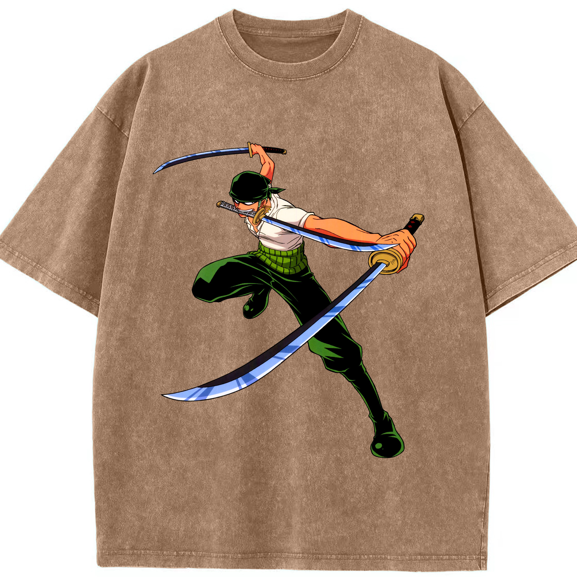 ワンピース ロロノア・ゾロ ONE PIECE Roronoa Zoro 綿100% ヴィンテージ風 半袖Tシャツ（フロントプリント）