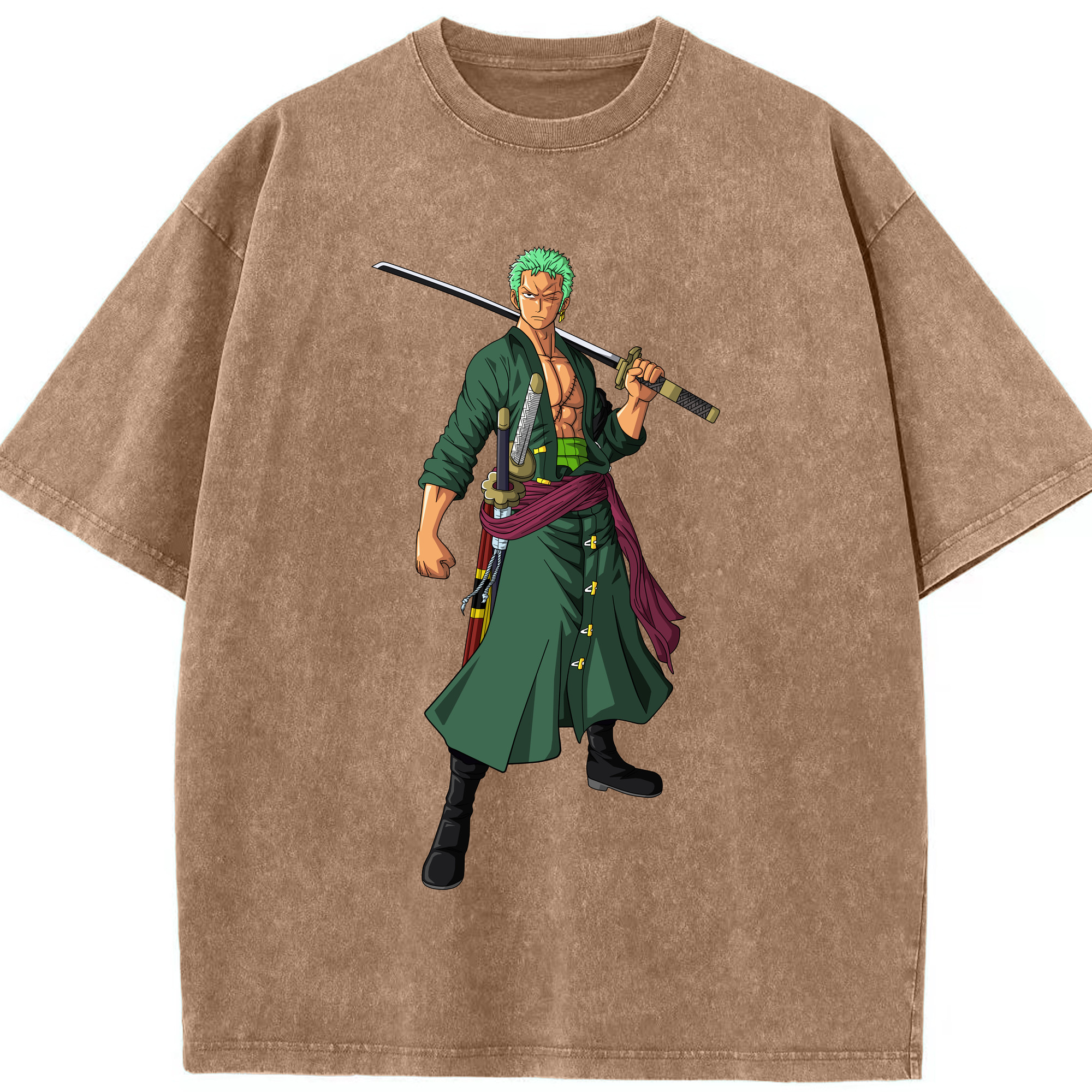 ワンピース ロロノア・ゾロ ONE PIECE Roronoa Zoro 綿100% ヴィンテージ風 半袖Tシャツ（フロントプリント）
