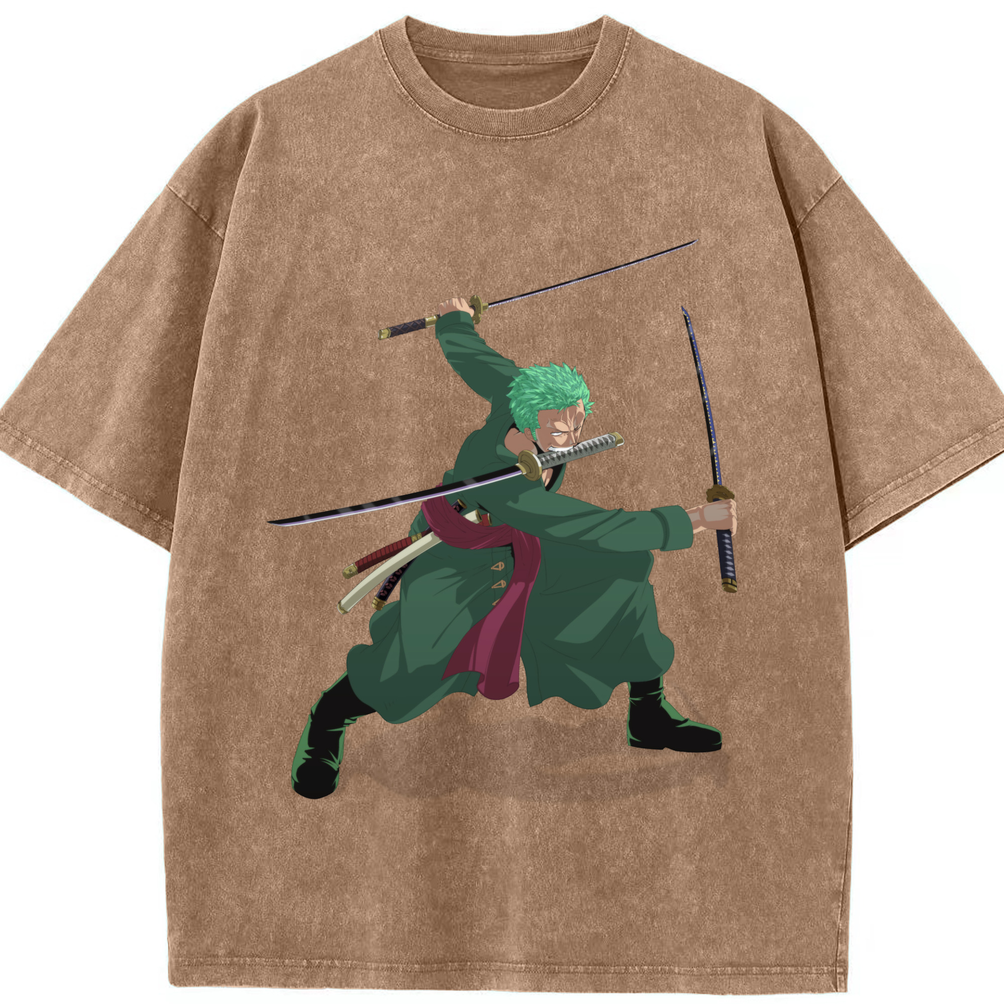 ワンピース ロロノア・ゾロ ONE PIECE Roronoa Zoro 綿100% ヴィンテージ風 半袖Tシャツ（フロントプリント）