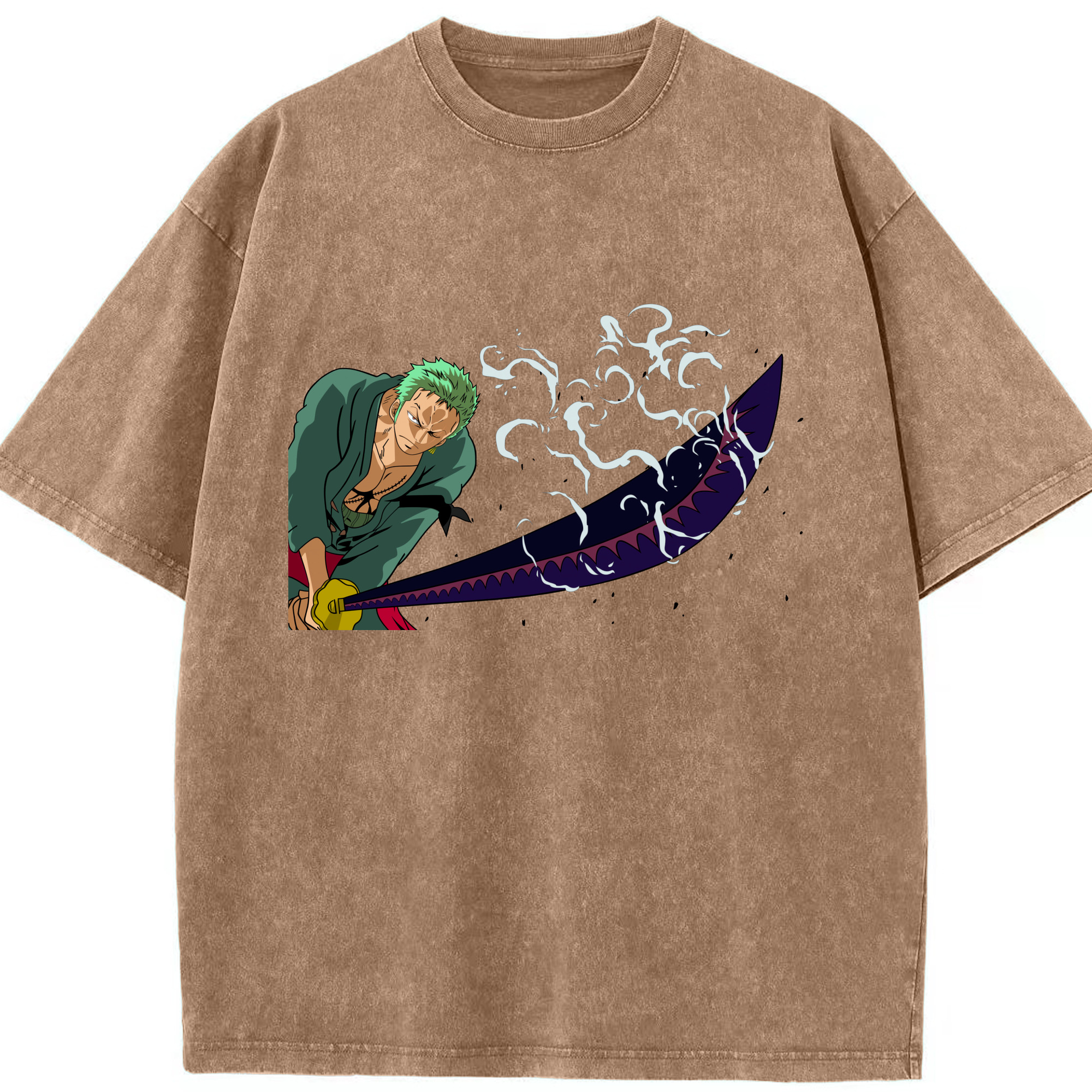 ワンピース ロロノア・ゾロ ONE PIECE Roronoa Zoro 綿100% ヴィンテージ風 半袖Tシャツ（フロントプリント）