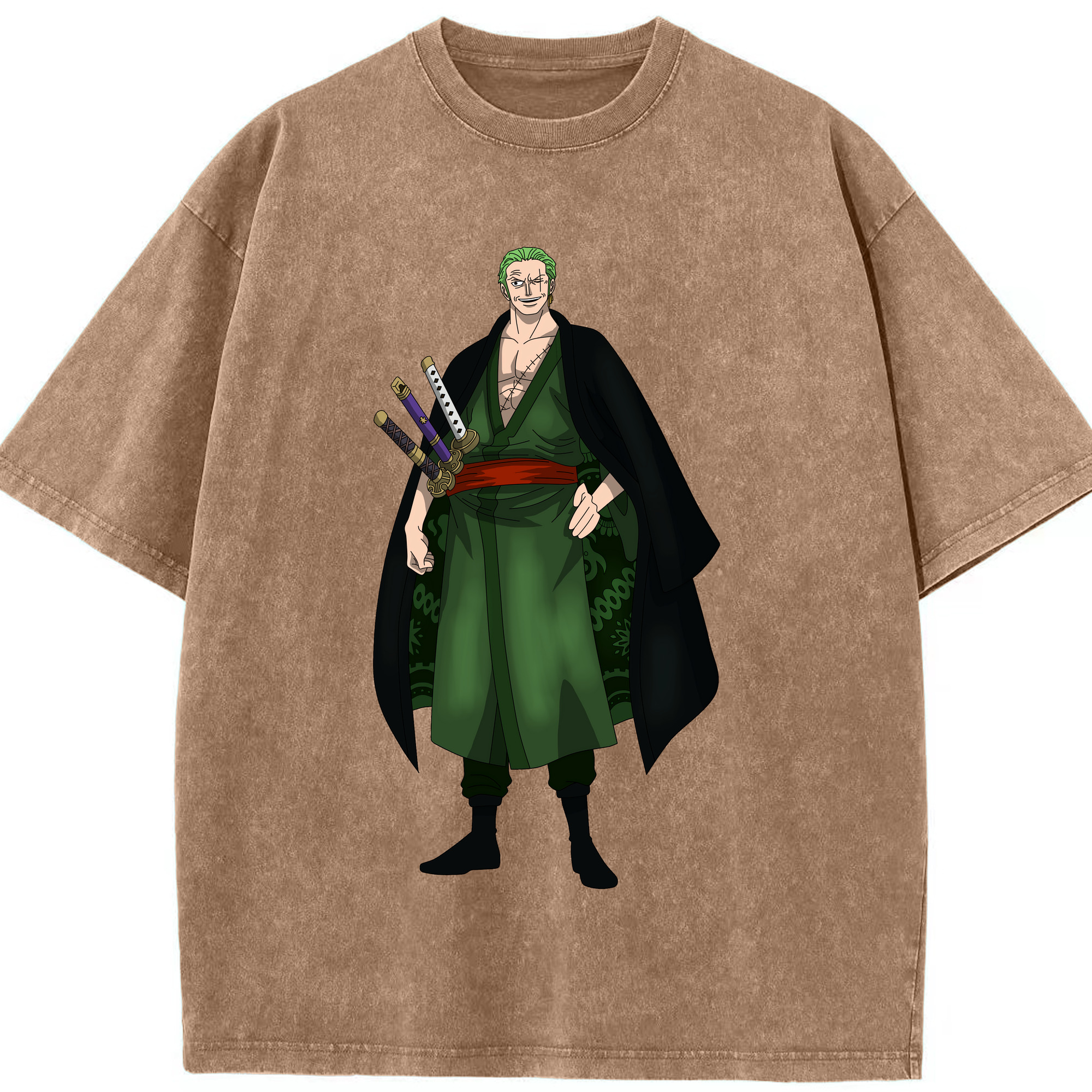ワンピース ロロノア・ゾロ ONE PIECE Roronoa Zoro 綿100% ヴィンテージ風 半袖Tシャツ（フロントプリント）