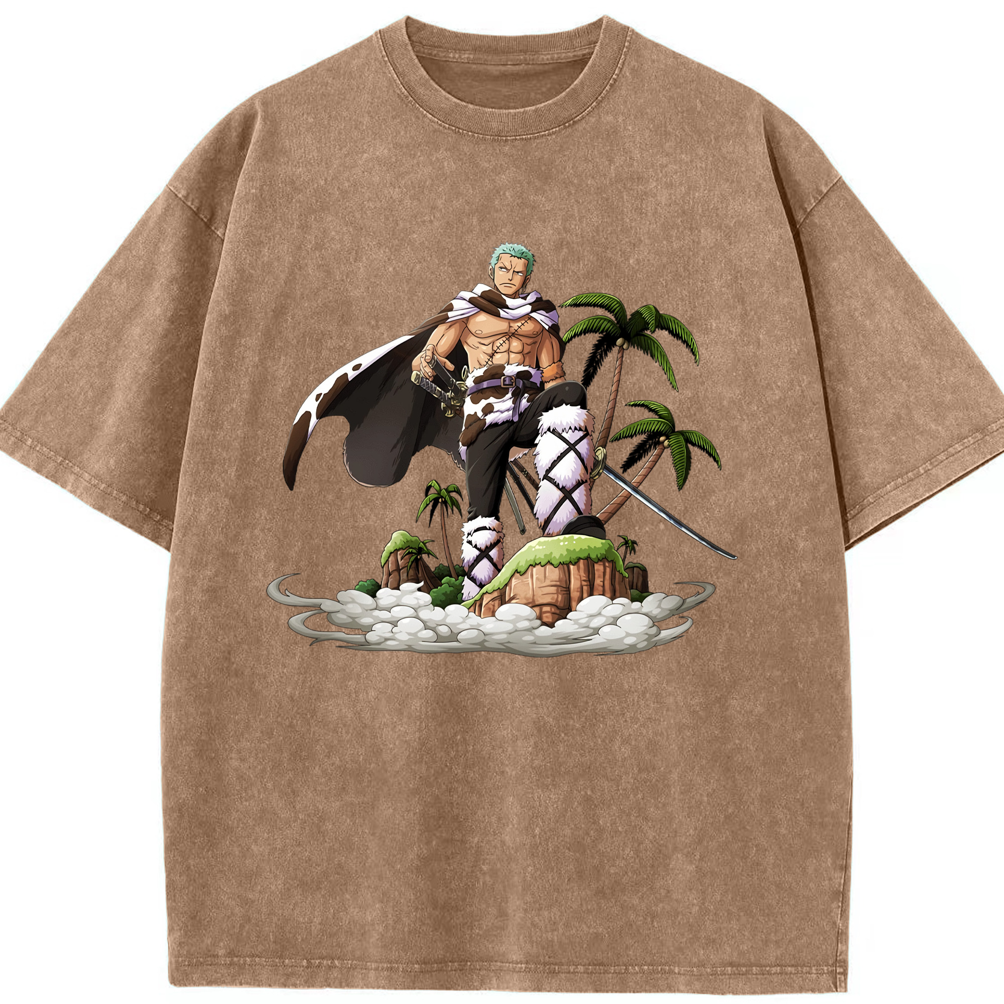 ワンピース ロロノア・ゾロ ONE PIECE Roronoa Zoro 綿100% ヴィンテージ風 半袖Tシャツ（フロントプリント）