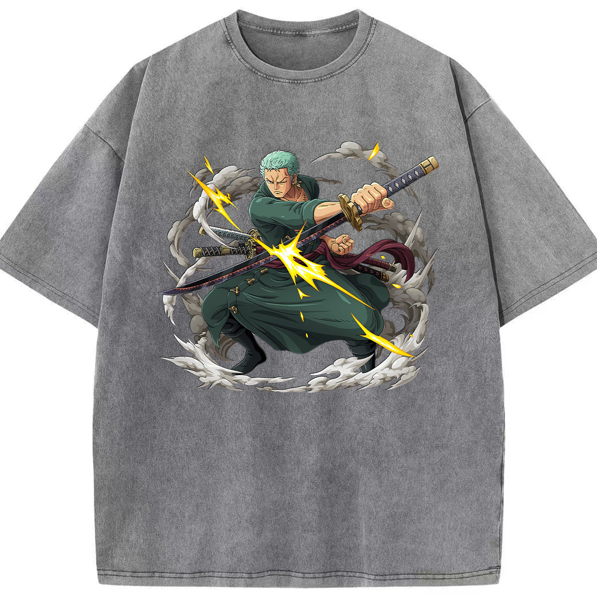 ワンピース ロロノア・ゾロ ONE PIECE Roronoa Zoro 綿100% ヴィンテージ風 半袖Tシャツ（フロントプリント）