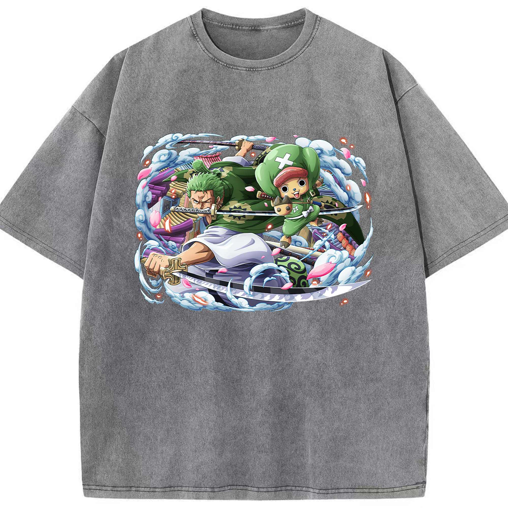 ワンピース ロロノア・ゾロ ONE PIECE Roronoa Zoro 綿100% ヴィンテージ風 半袖Tシャツ（フロントプリント）