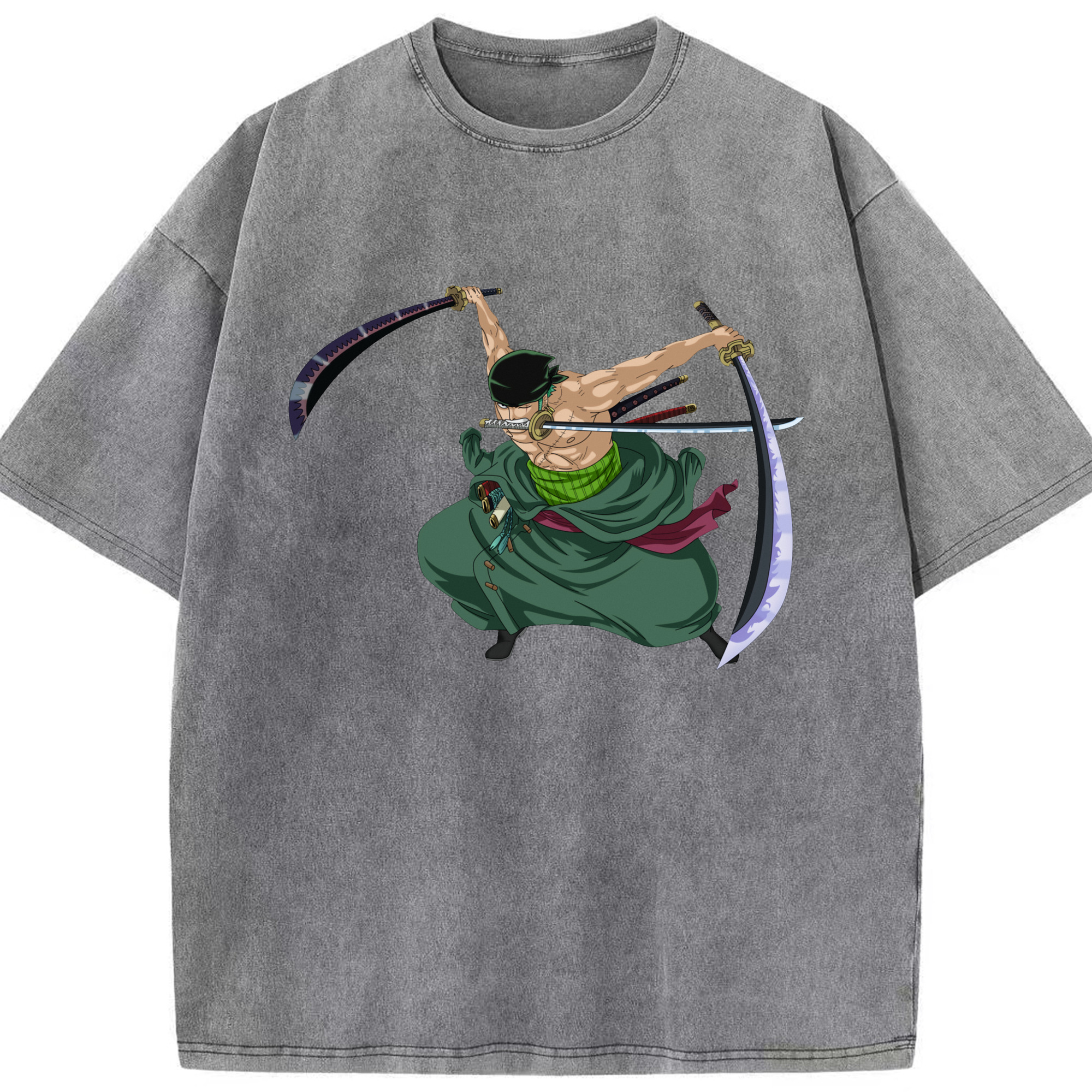 ワンピース ロロノア・ゾロ ONE PIECE Roronoa Zoro 綿100% ヴィンテージ風 半袖Tシャツ（フロントプリント）