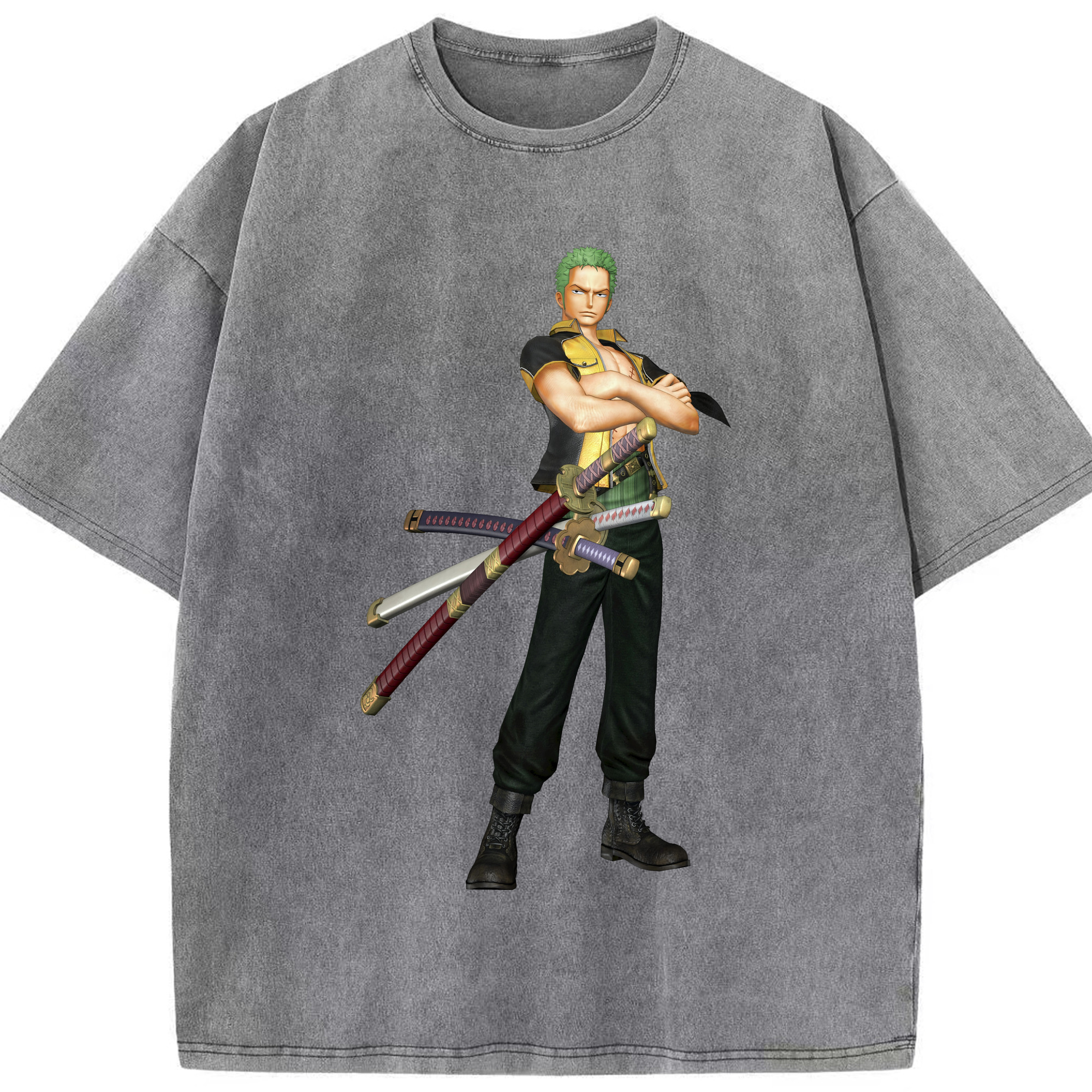 ワンピース ロロノア・ゾロ ONE PIECE Roronoa Zoro 綿100% ヴィンテージ風 半袖Tシャツ（フロントプリント）