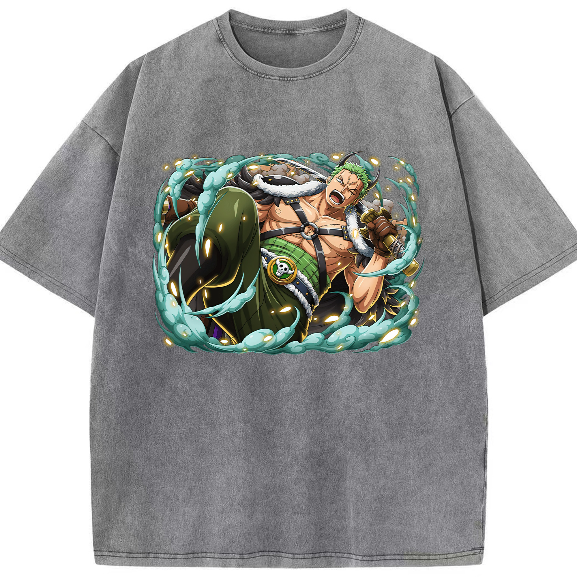 ワンピース ロロノア・ゾロ ONE PIECE Roronoa Zoro 綿100% ヴィンテージ風 半袖Tシャツ（フロントプリント）
