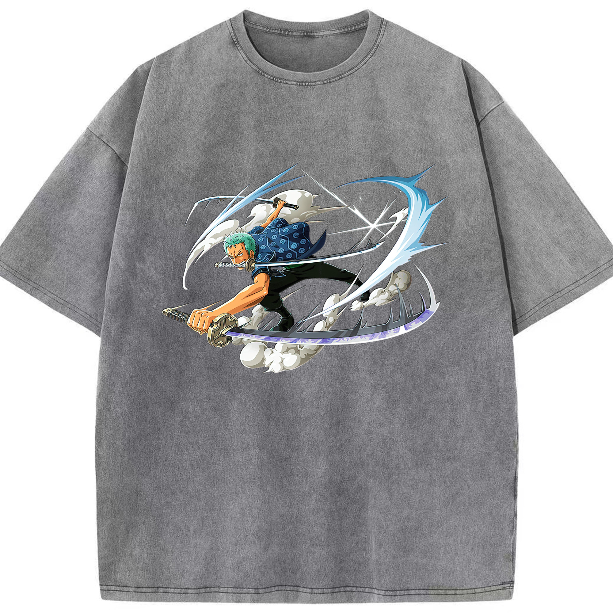 ワンピース ロロノア・ゾロ ONE PIECE Roronoa Zoro 綿100% ヴィンテージ風 半袖Tシャツ（フロントプリント）