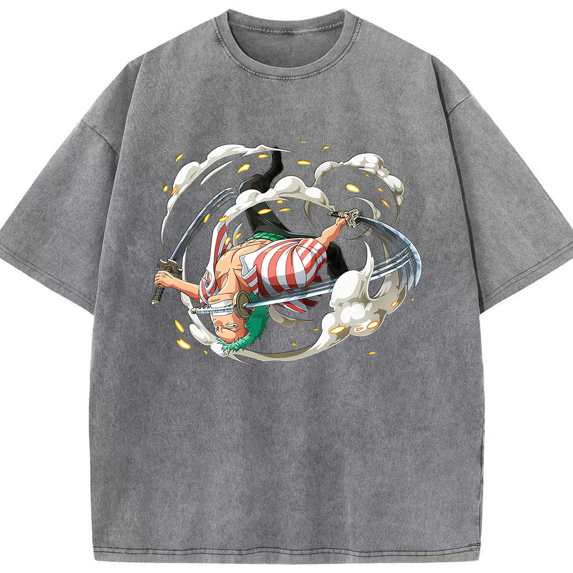 ワンピース ロロノア・ゾロ ONE PIECE Roronoa Zoro 綿100% ヴィンテージ風 半袖Tシャツ（フロントプリント）