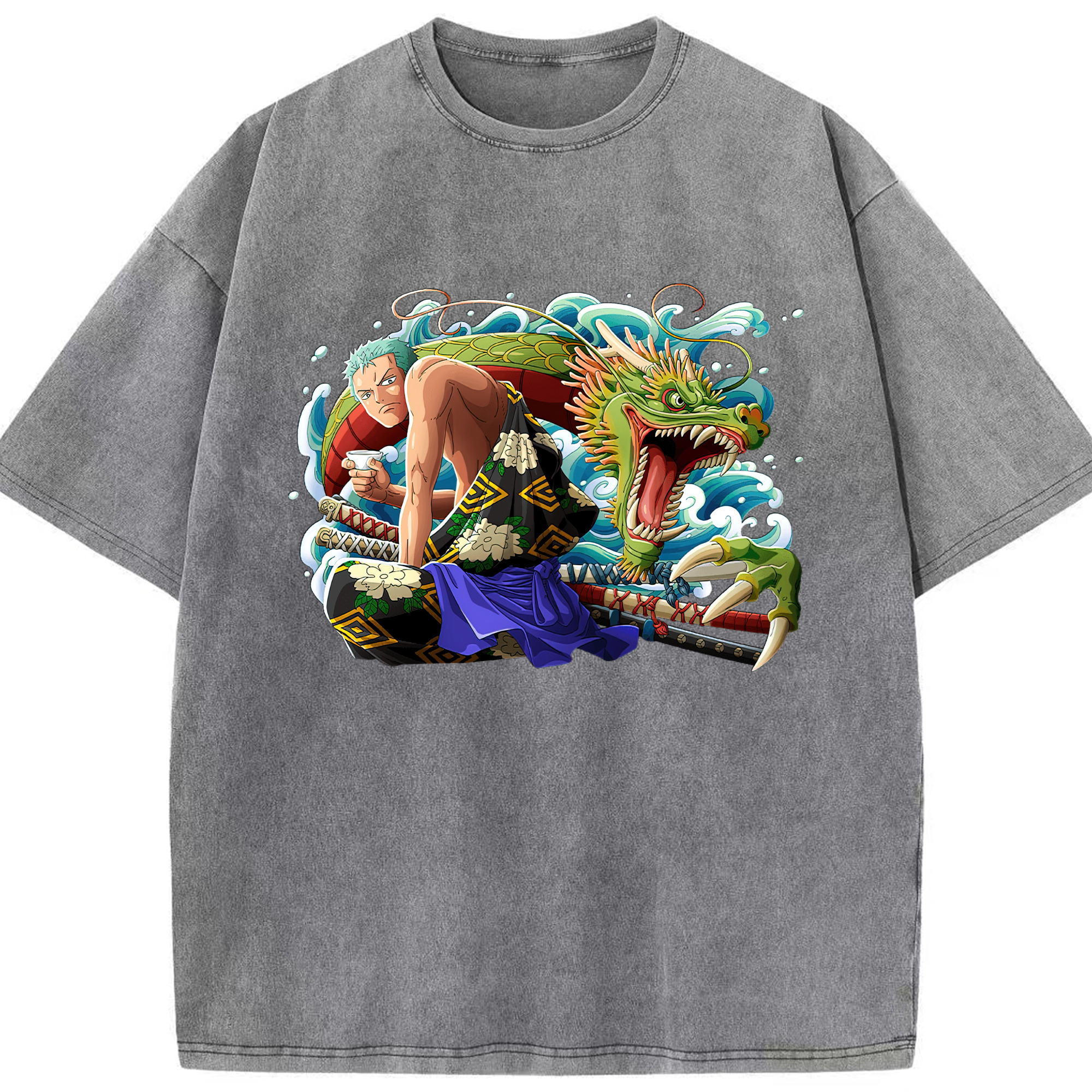 ワンピース ロロノア・ゾロ ONE PIECE Roronoa Zoro 綿100% ヴィンテージ風 半袖Tシャツ（フロントプリント）