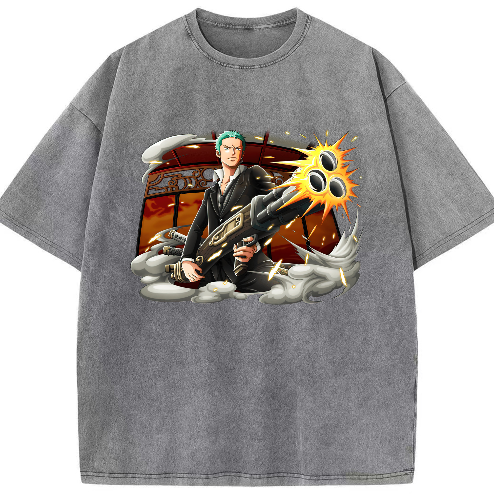 ワンピース ロロノア・ゾロ ONE PIECE Roronoa Zoro 綿100% ヴィンテージ風 半袖Tシャツ（フロントプリント）