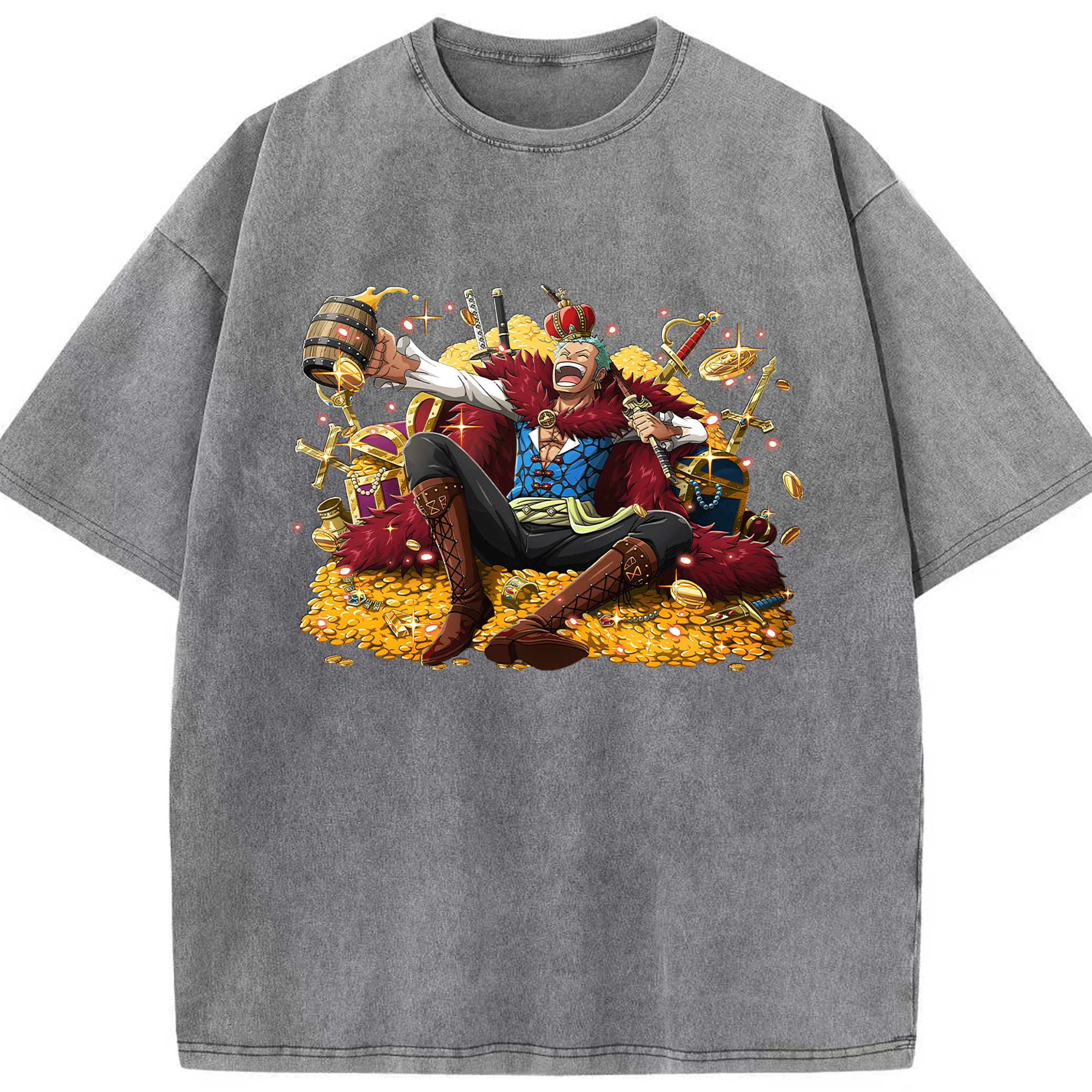 ワンピース ロロノア・ゾロ ONE PIECE Roronoa Zoro 綿100% ヴィンテージ風 半袖Tシャツ（フロントプリント）