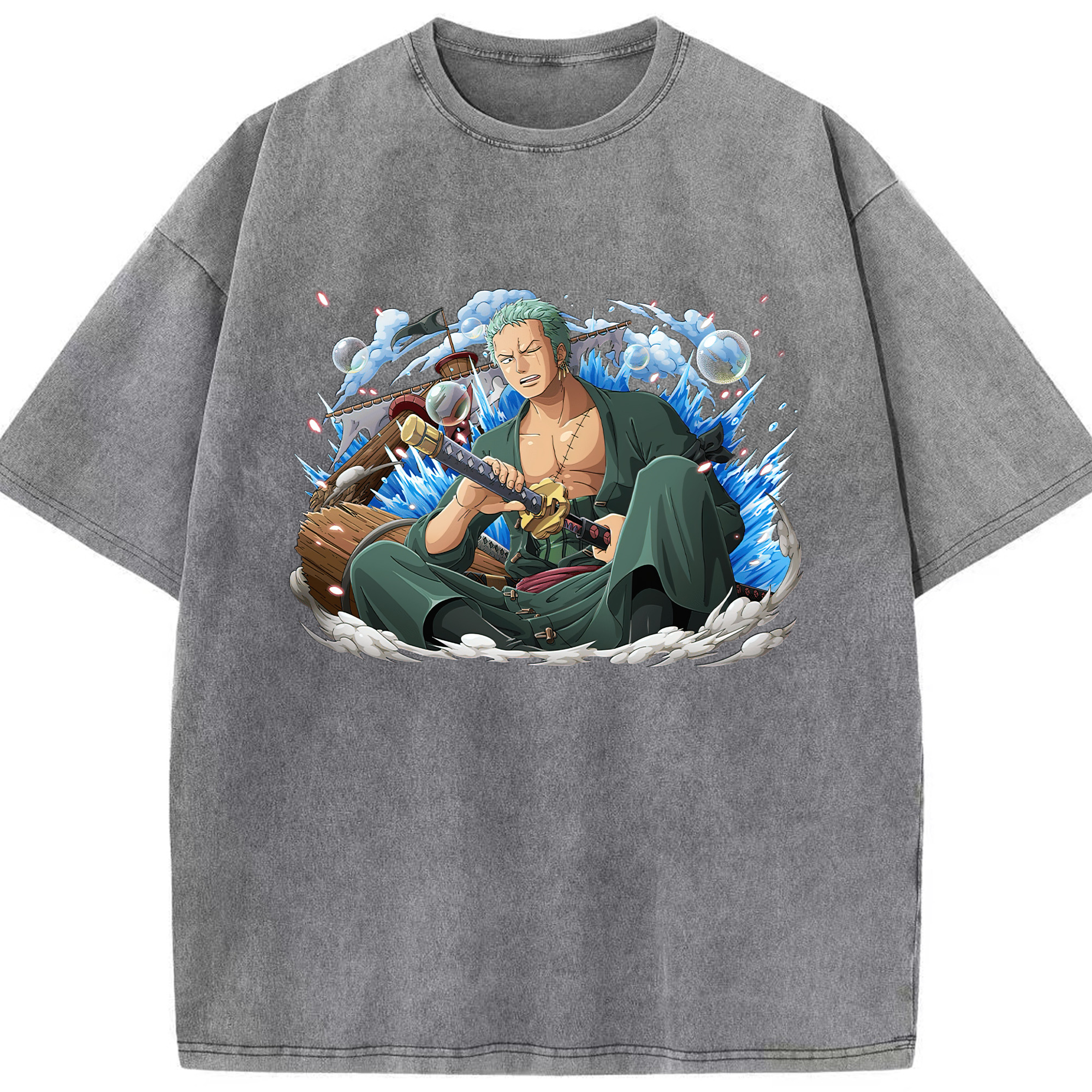 ワンピース ロロノア・ゾロ ONE PIECE Roronoa Zoro 綿100% ヴィンテージ風 半袖Tシャツ（フロントプリント）