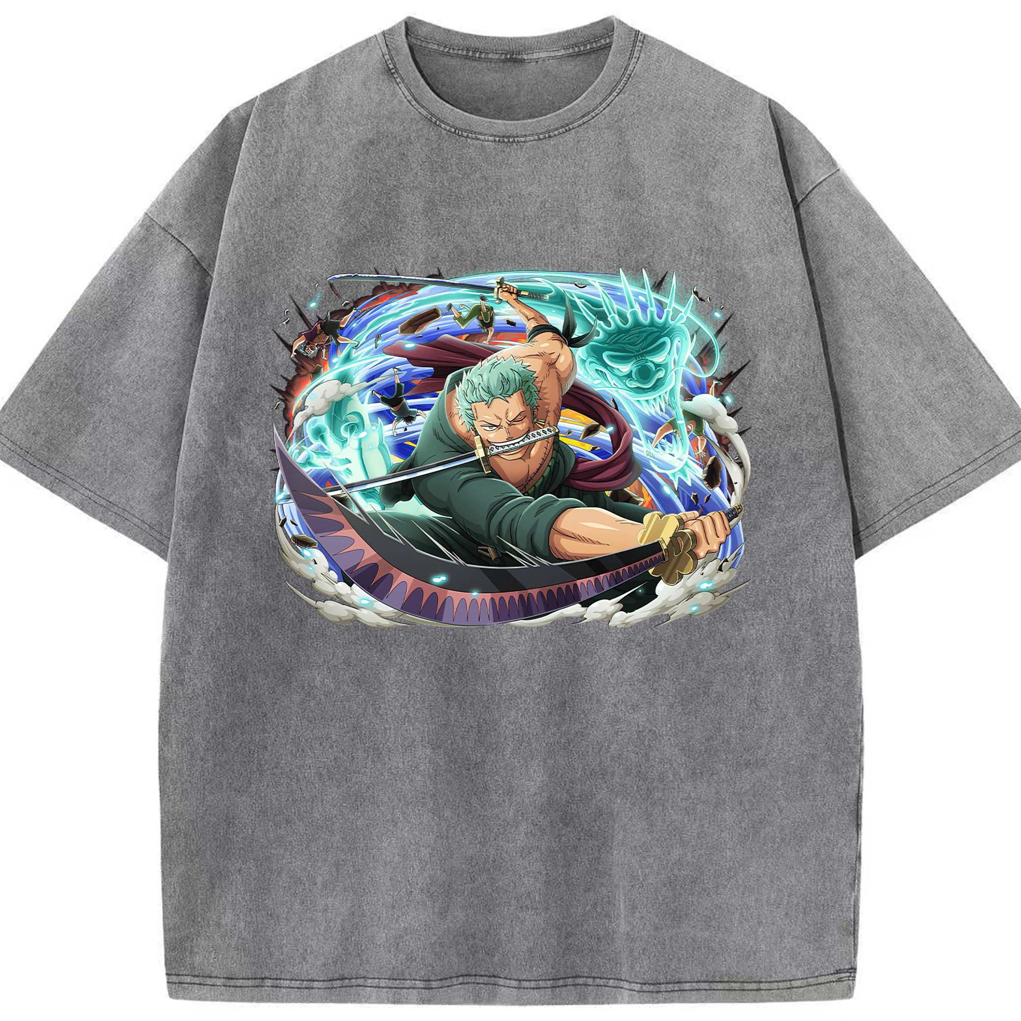 ワンピース ロロノア・ゾロ ONE PIECE Roronoa Zoro 綿100% ヴィンテージ風 半袖Tシャツ（フロントプリント）