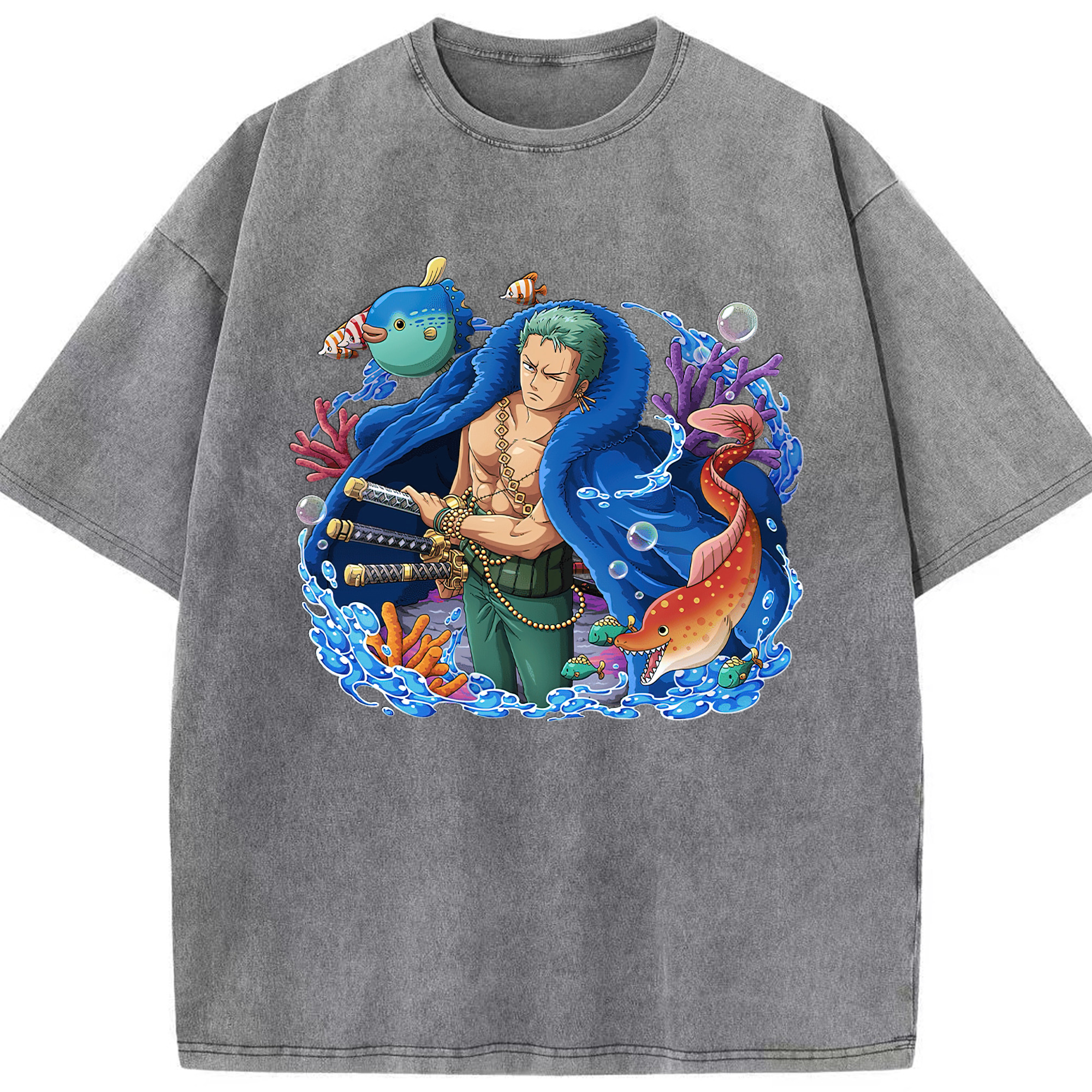 ワンピース ロロノア・ゾロ ONE PIECE Roronoa Zoro 綿100% ヴィンテージ風 半袖Tシャツ（フロントプリント）