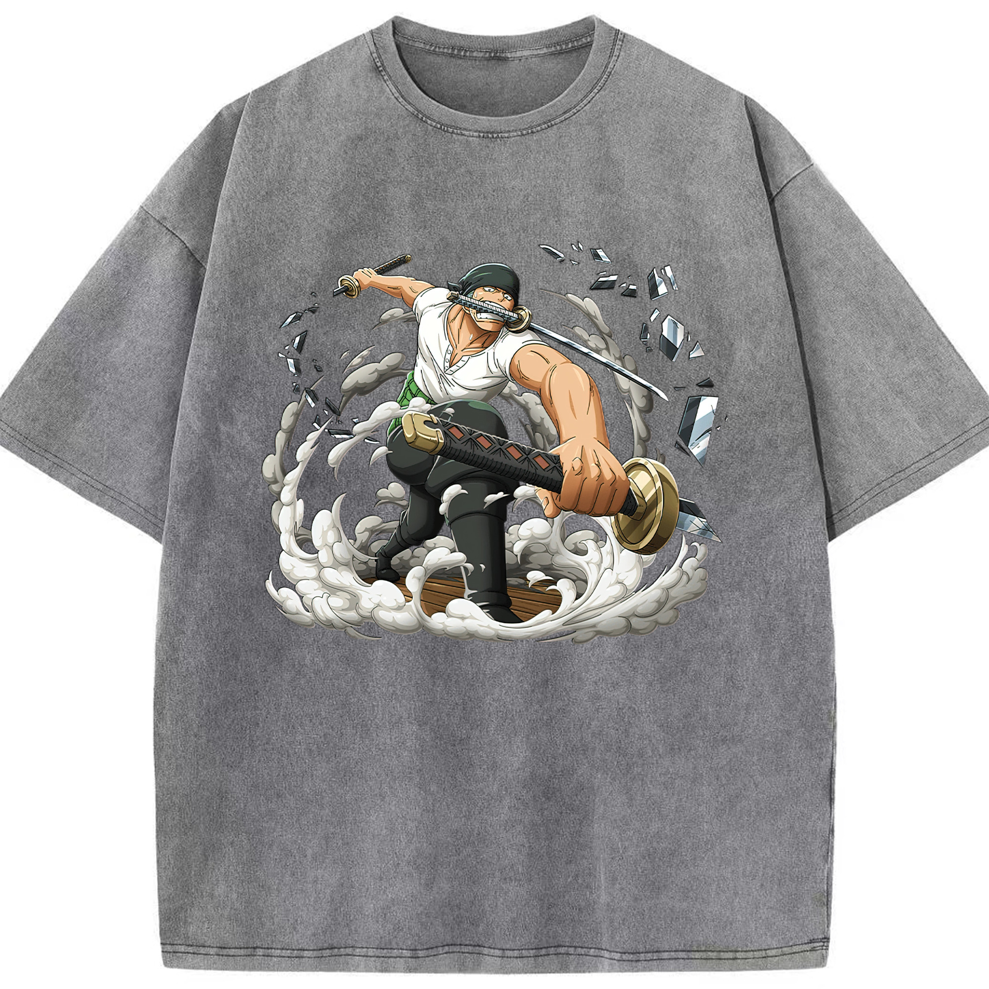 ワンピース ロロノア・ゾロ ONE PIECE Roronoa Zoro 綿100% ヴィンテージ風 半袖Tシャツ（フロントプリント）