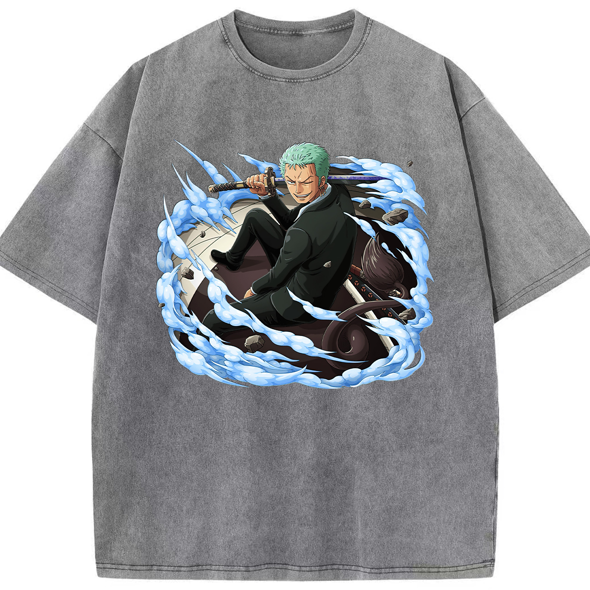 ワンピース ロロノア・ゾロ ONE PIECE Roronoa Zoro 綿100% ヴィンテージ風 半袖Tシャツ（フロントプリント）