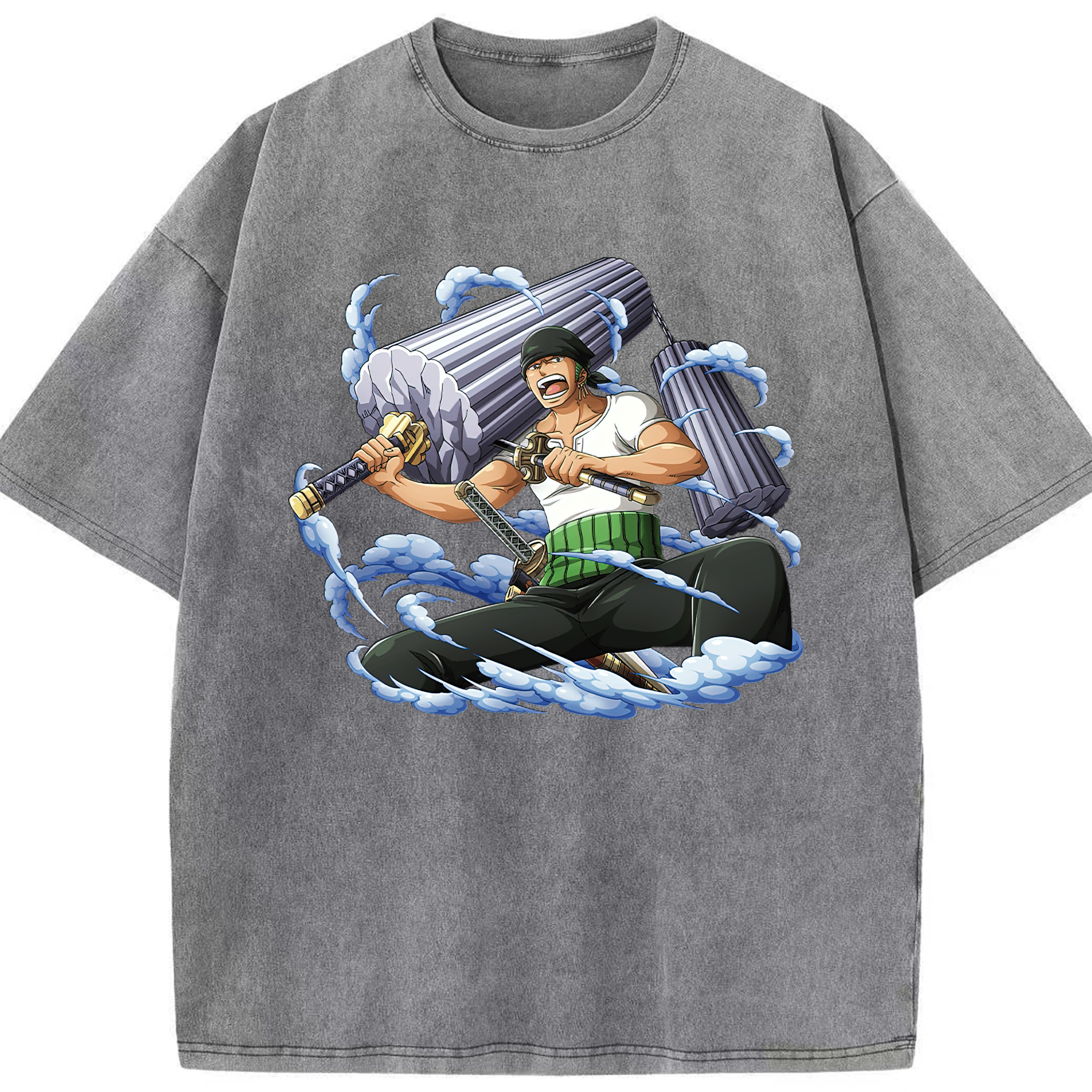 ワンピース ロロノア・ゾロ ONE PIECE Roronoa Zoro 綿100% ヴィンテージ風 半袖Tシャツ（フロントプリント）