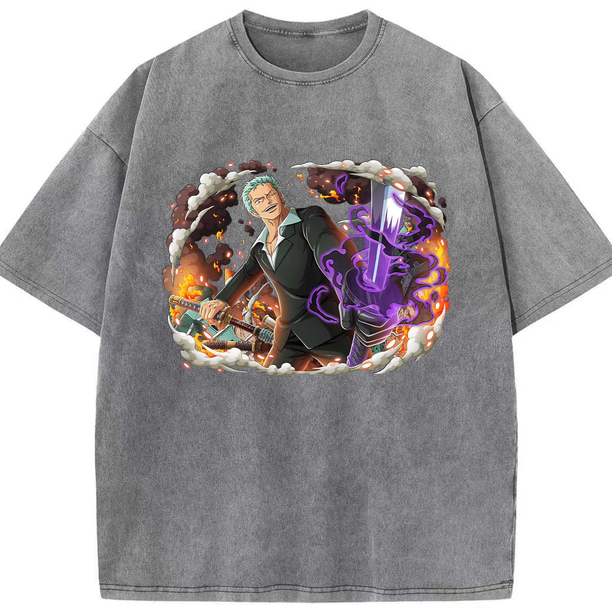 ワンピース ロロノア・ゾロ ONE PIECE Roronoa Zoro 綿100% ヴィンテージ風 半袖Tシャツ（フロントプリント）