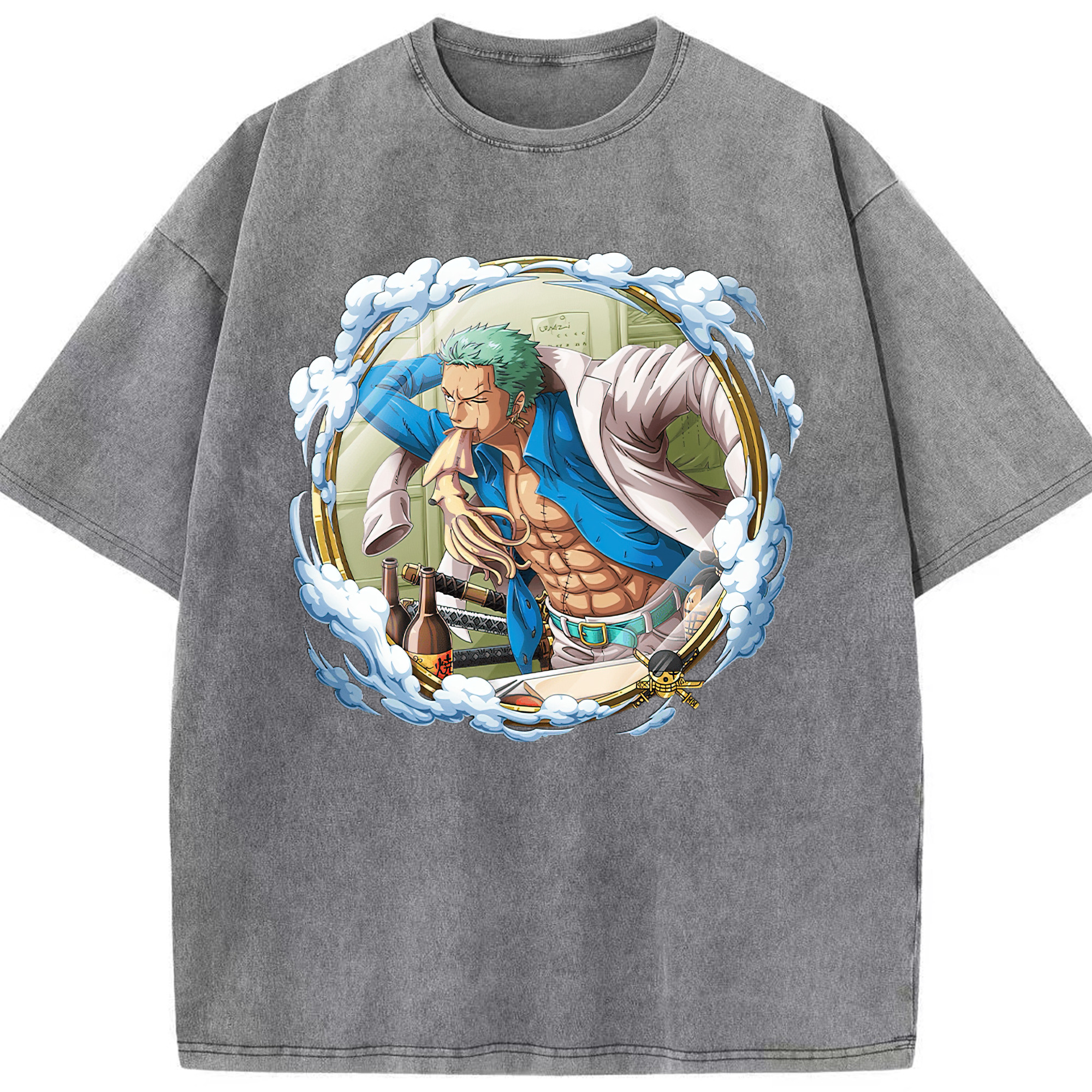 ワンピース ロロノア・ゾロ ONE PIECE Roronoa Zoro 綿100% ヴィンテージ風 半袖Tシャツ（フロントプリント）