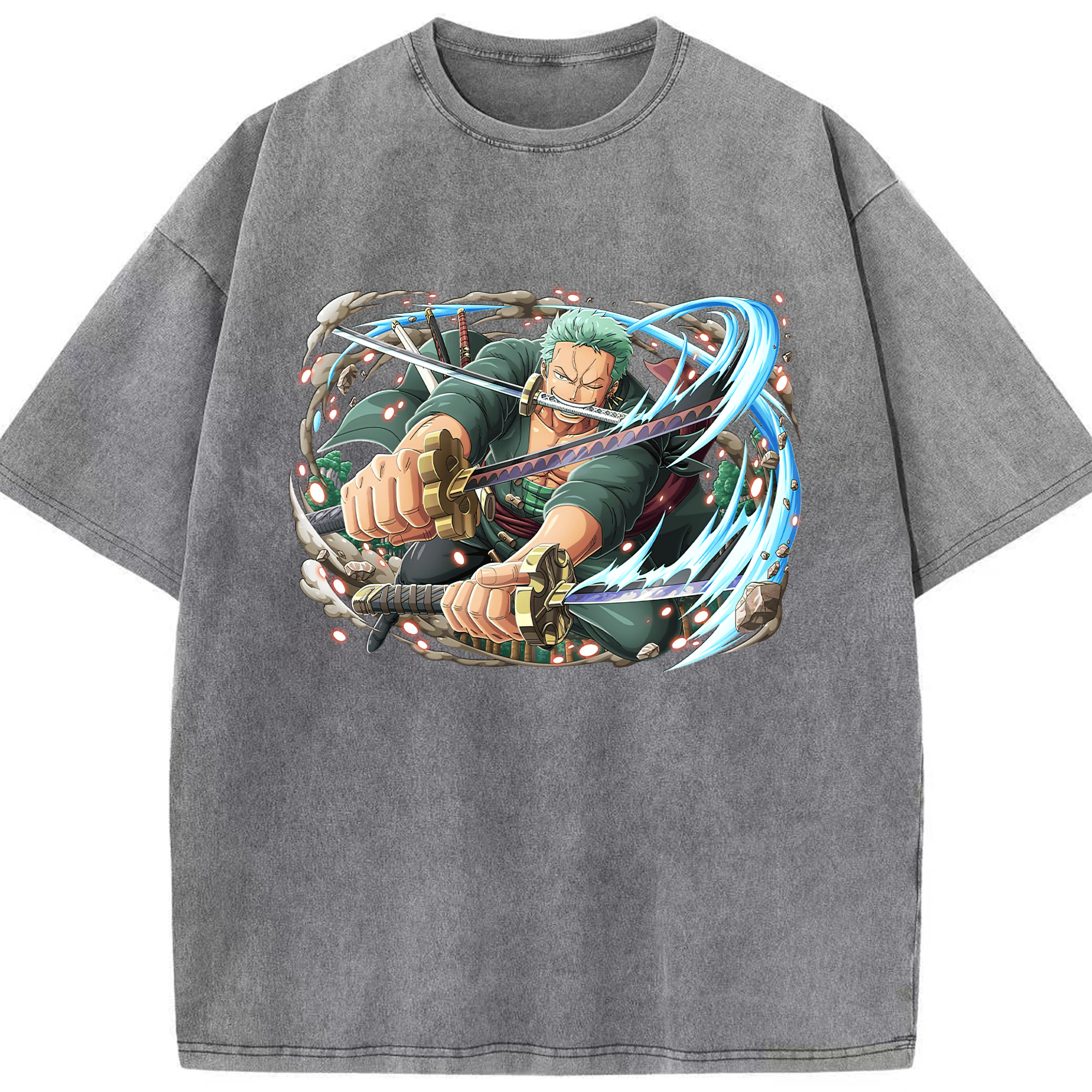 （画像用） ワンピース ロロノア・ゾロ ONE PIECE Roronoa Zoro 綿100% ヴィンテージ風 半袖Tシャツ（フロントプリント）