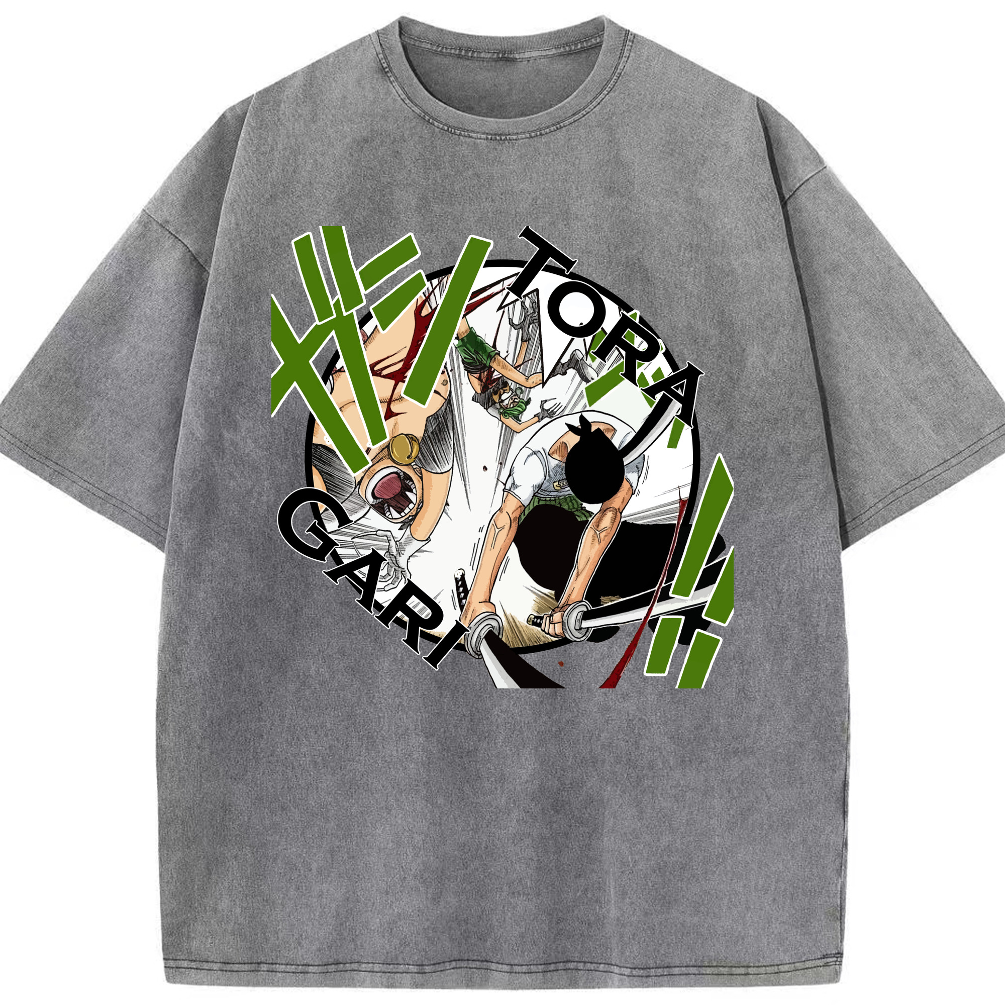 ワンピース ロロノア・ゾロ ONE PIECE Roronoa Zoro 綿100% ヴィンテージ風 半袖Tシャツ（フロントプリント）