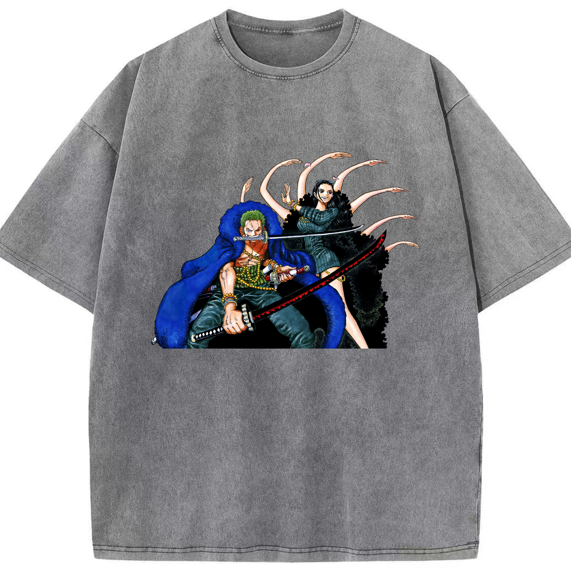 ワンピース ロロノア・ゾロ ONE PIECE Roronoa Zoro 綿100% ヴィンテージ風 半袖Tシャツ（フロントプリント）