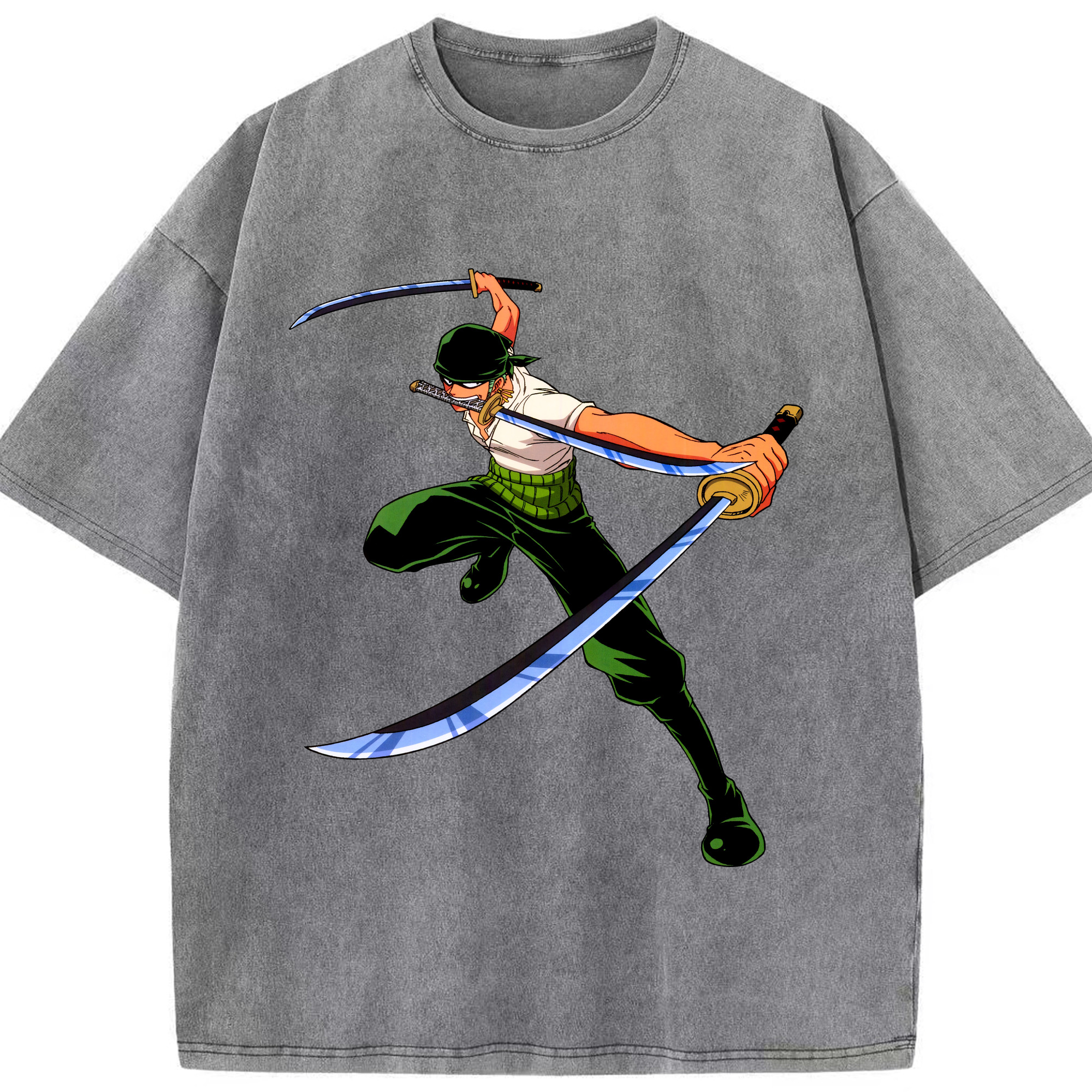 ワンピース ロロノア・ゾロ ONE PIECE Roronoa Zoro 綿100% ヴィンテージ風 半袖Tシャツ（フロントプリント）