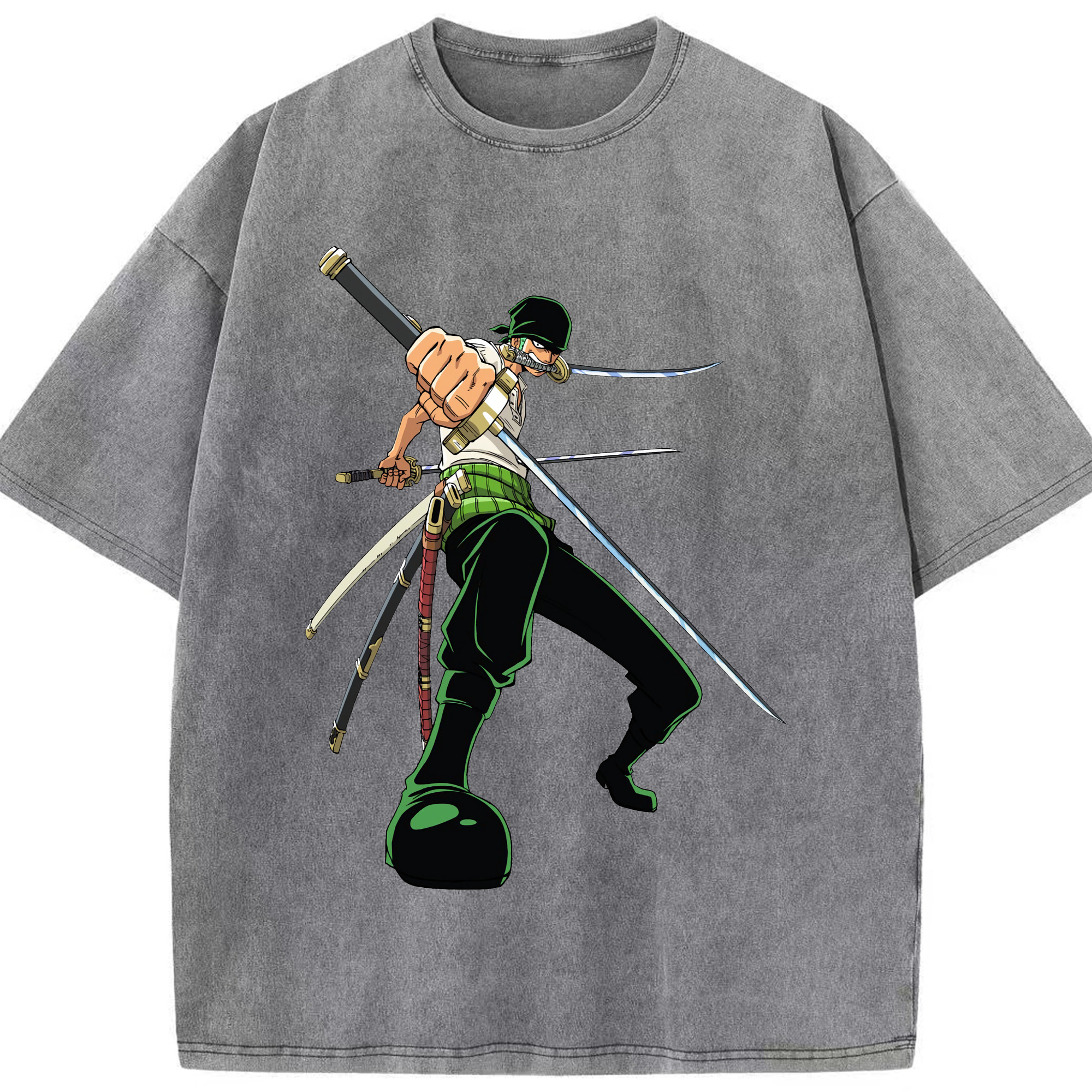 ワンピース ロロノア・ゾロ ONE PIECE Roronoa Zoro 綿100% ヴィンテージ風 半袖Tシャツ（フロントプリント）