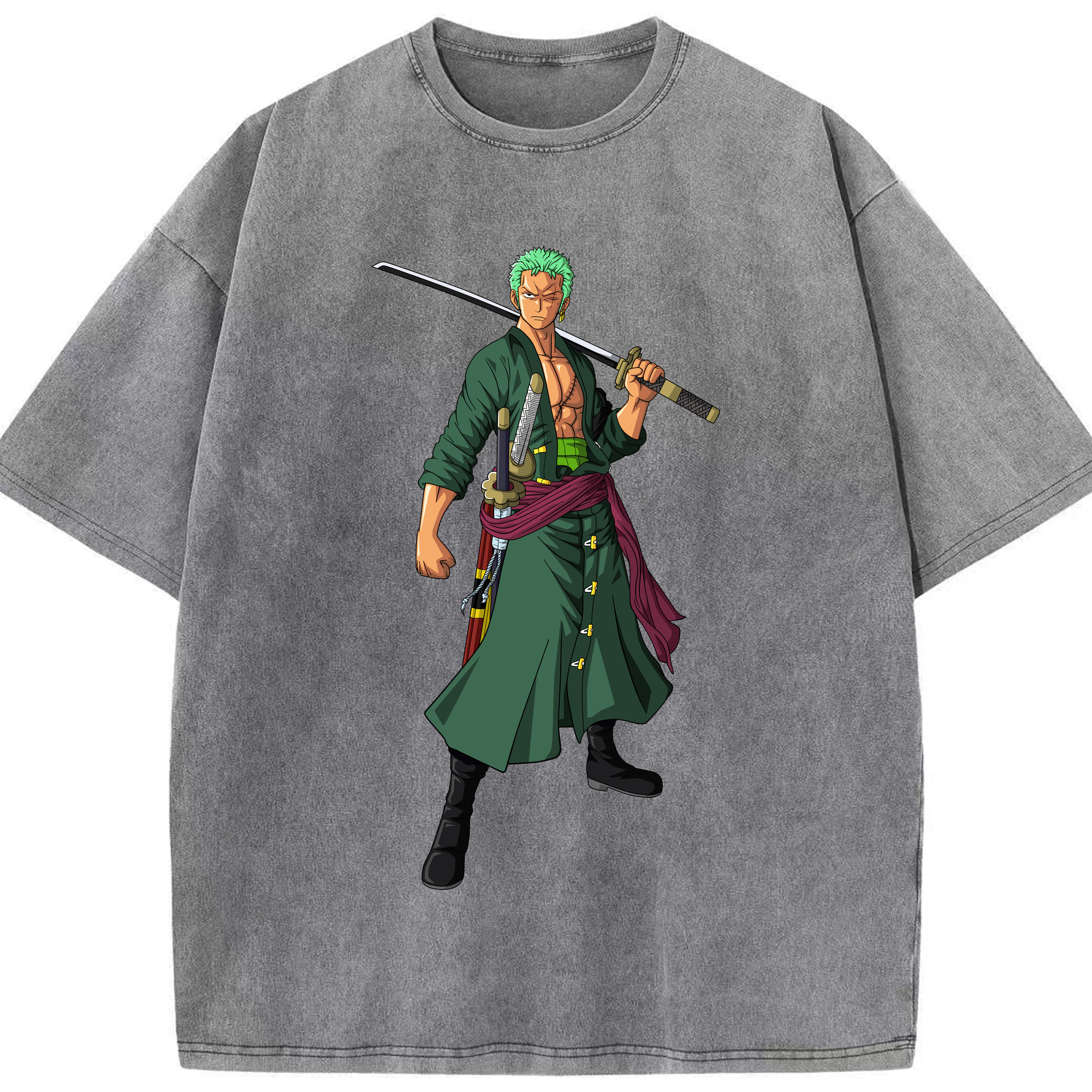 ワンピース ロロノア・ゾロ ONE PIECE Roronoa Zoro 綿100% ヴィンテージ風 半袖Tシャツ（フロントプリント）