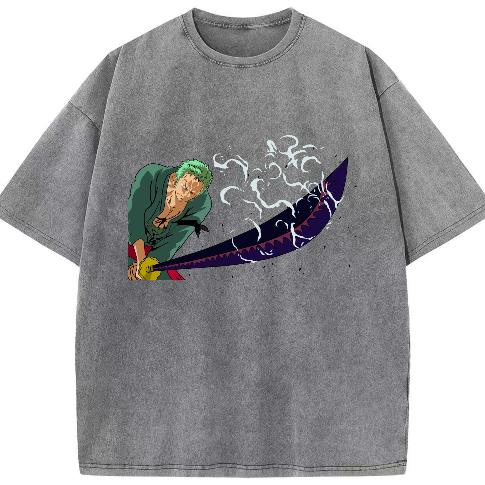 ワンピース ロロノア・ゾロ ONE PIECE Roronoa Zoro 綿100% ヴィンテージ風 半袖Tシャツ（フロントプリント）
