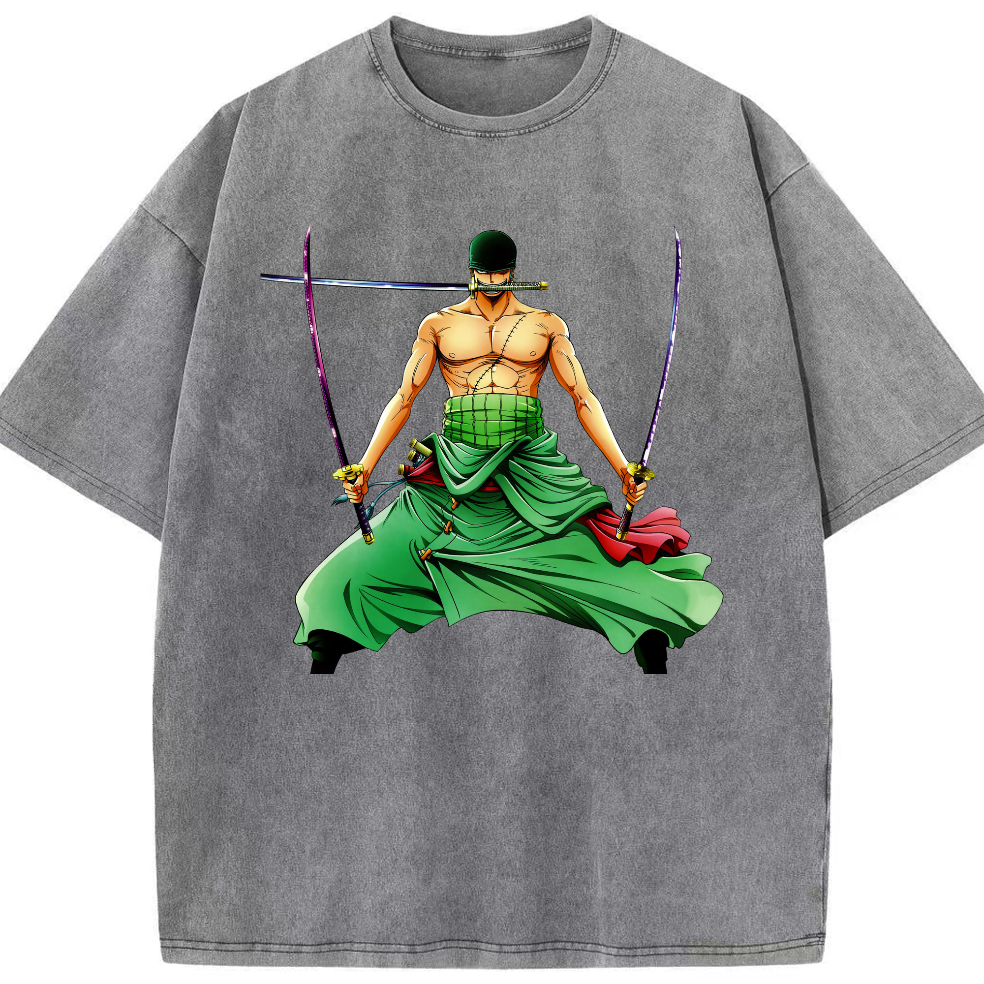 ワンピース ロロノア・ゾロ ONE PIECE Roronoa Zoro 綿100% ヴィンテージ風 半袖Tシャツ（フロントプリント）