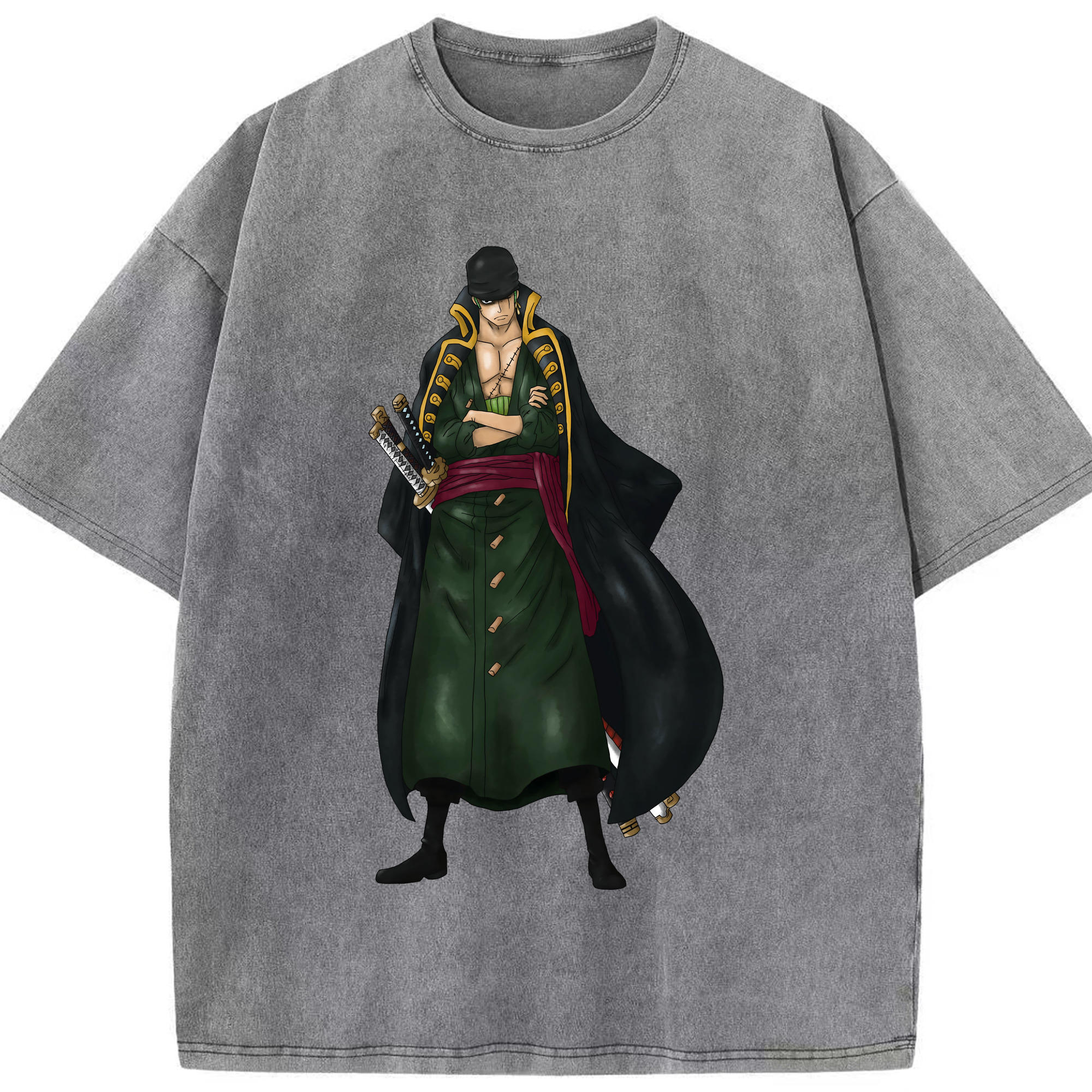 ワンピース ロロノア・ゾロ ONE PIECE Roronoa Zoro 綿100% ヴィンテージ風 半袖Tシャツ（フロントプリント）
