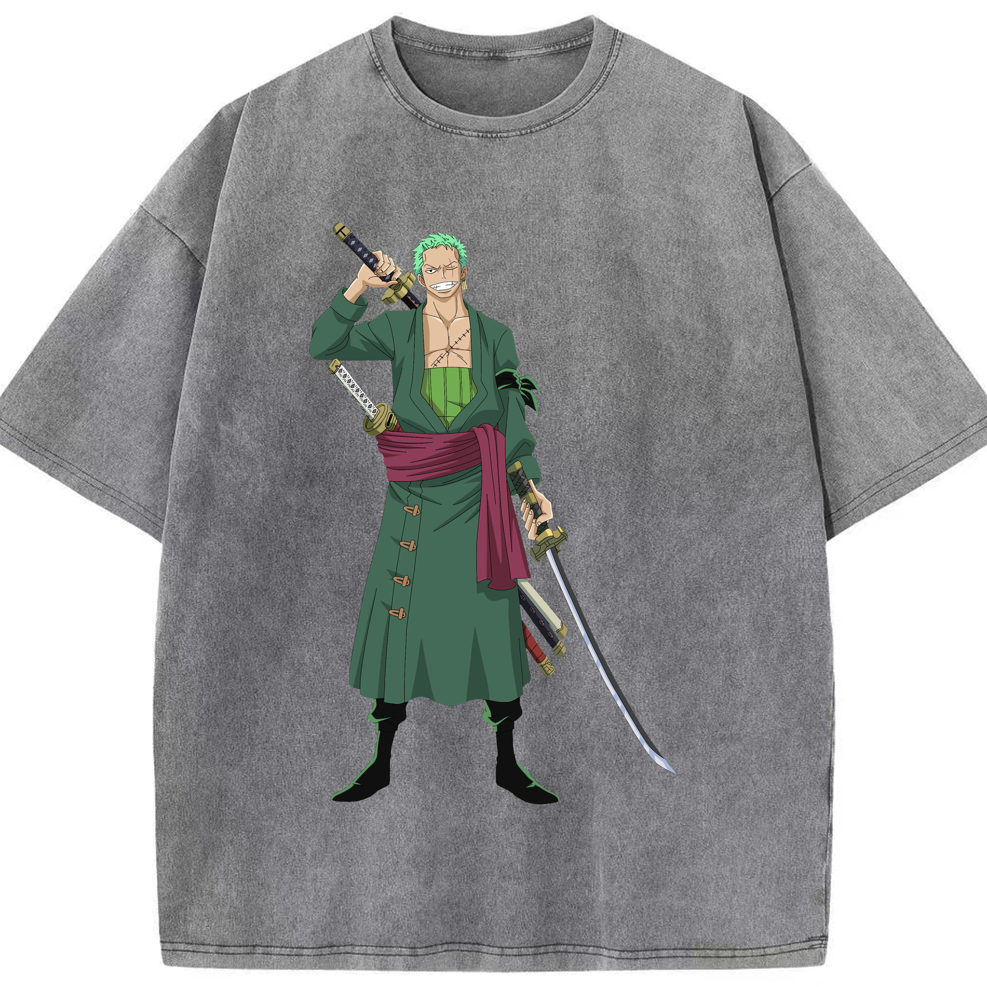 ワンピース ロロノア・ゾロ ONE PIECE Roronoa Zoro 綿100% ヴィンテージ風 半袖Tシャツ（フロントプリント）