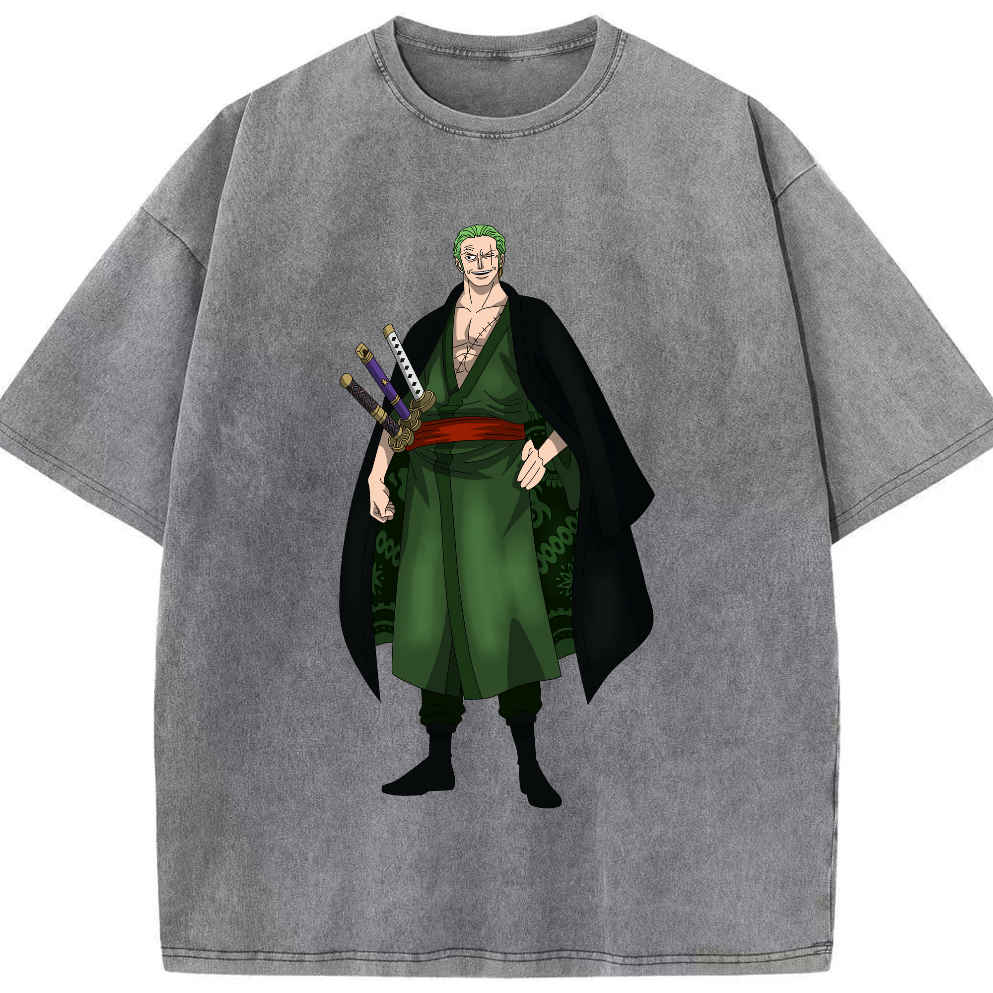 ワンピース ロロノア・ゾロ ONE PIECE Roronoa Zoro 綿100% ヴィンテージ風 半袖Tシャツ（フロントプリント）