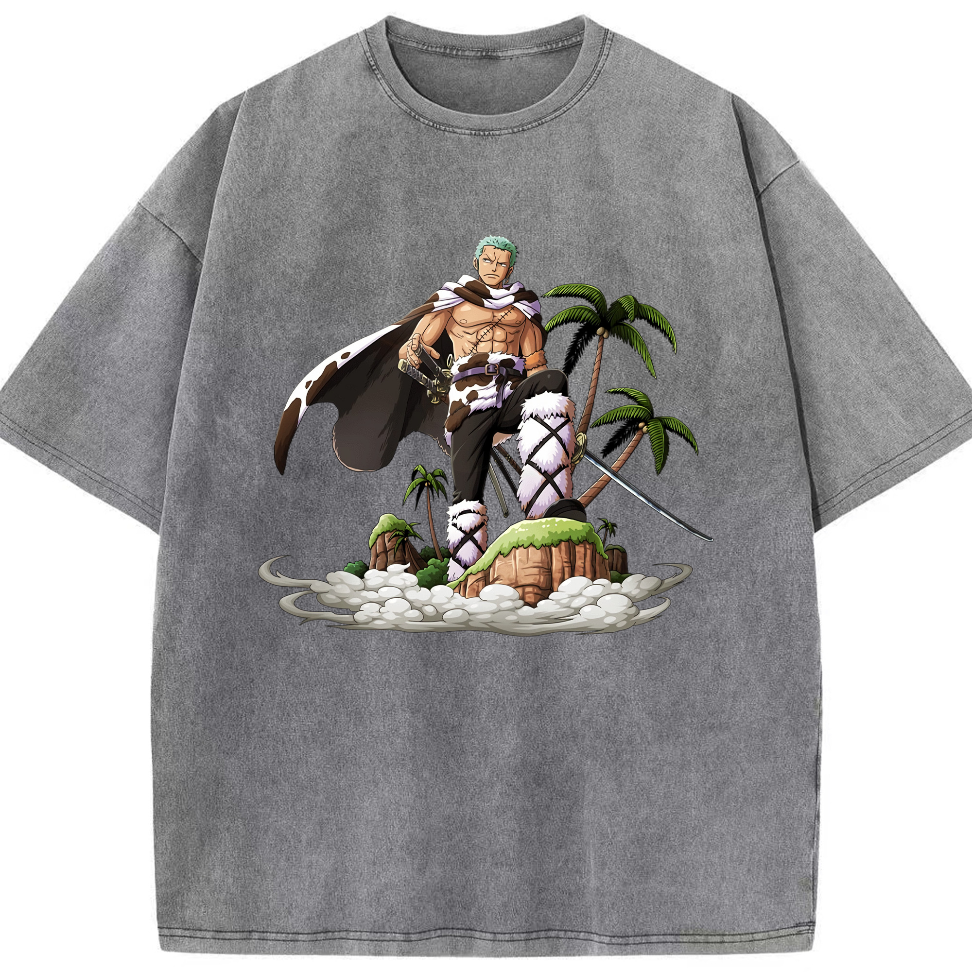 ワンピース ロロノア・ゾロ ONE PIECE Roronoa Zoro 綿100% ヴィンテージ風 半袖Tシャツ（フロントプリント）