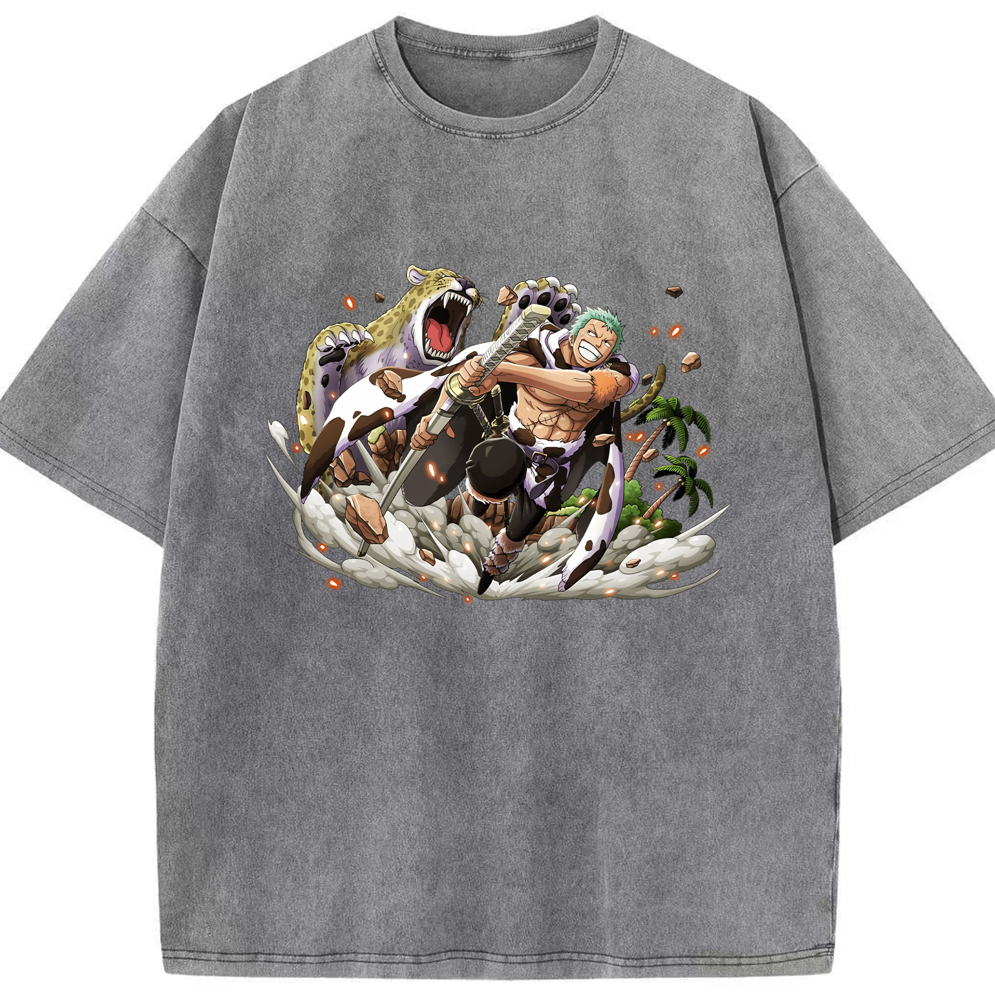 ワンピース ロロノア・ゾロ ONE PIECE Roronoa Zoro 綿100% ヴィンテージ風 半袖Tシャツ（フロントプリント）