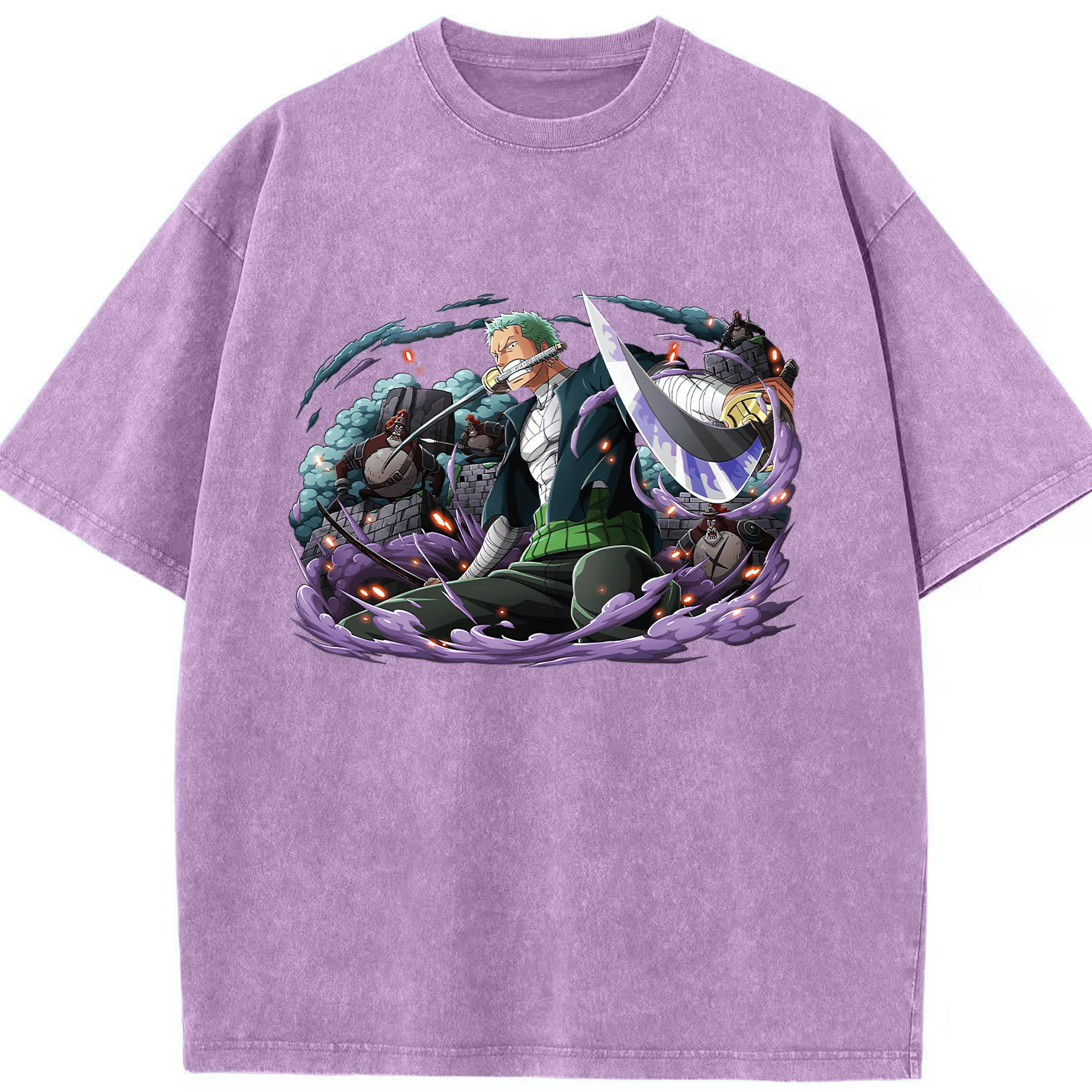 ワンピース ロロノア・ゾロ ONE PIECE Roronoa Zoro 綿100% ヴィンテージ風 半袖Tシャツ（フロントプリント）