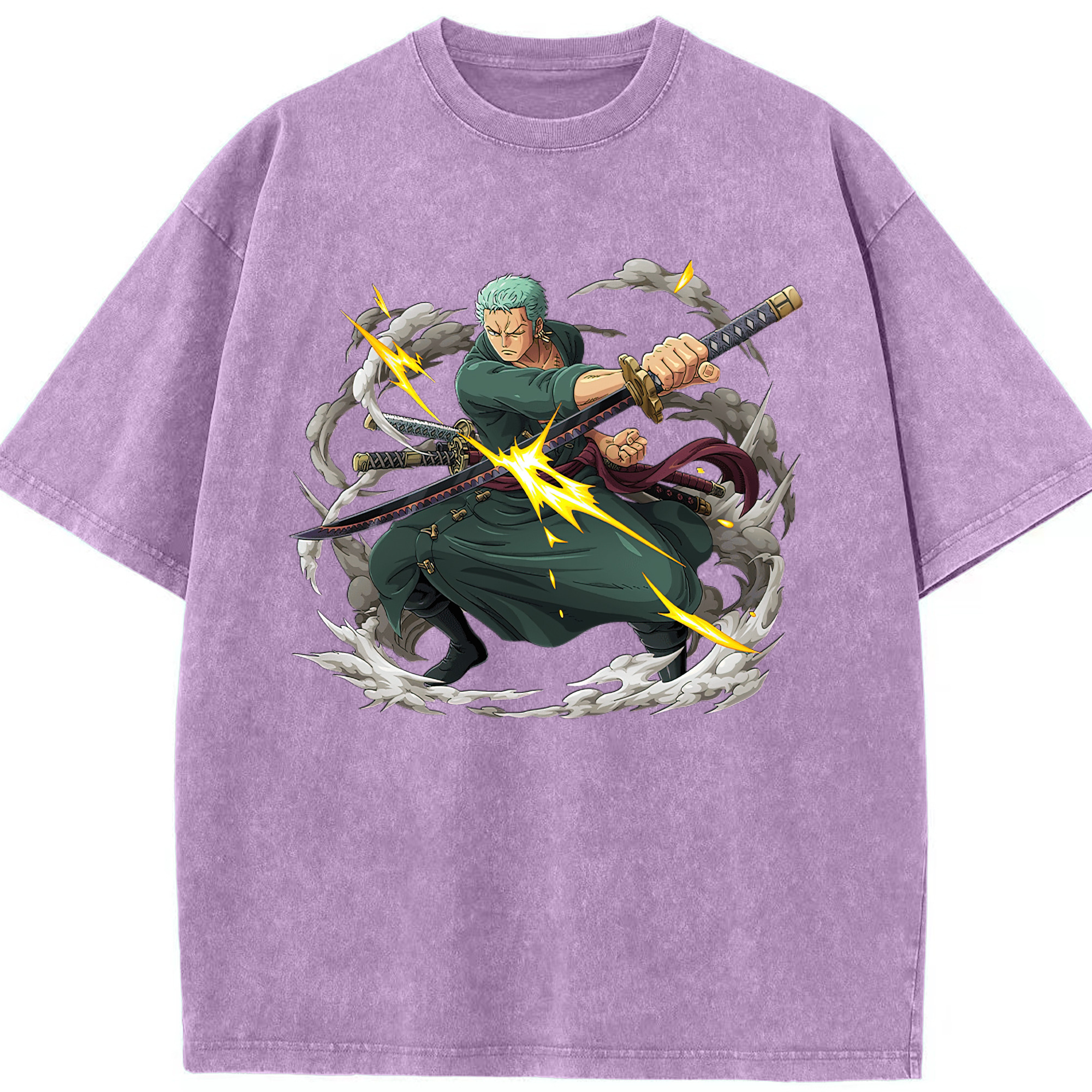 ワンピース ロロノア・ゾロ ONE PIECE Roronoa Zoro 綿100% ヴィンテージ風 半袖Tシャツ（フロントプリント）
