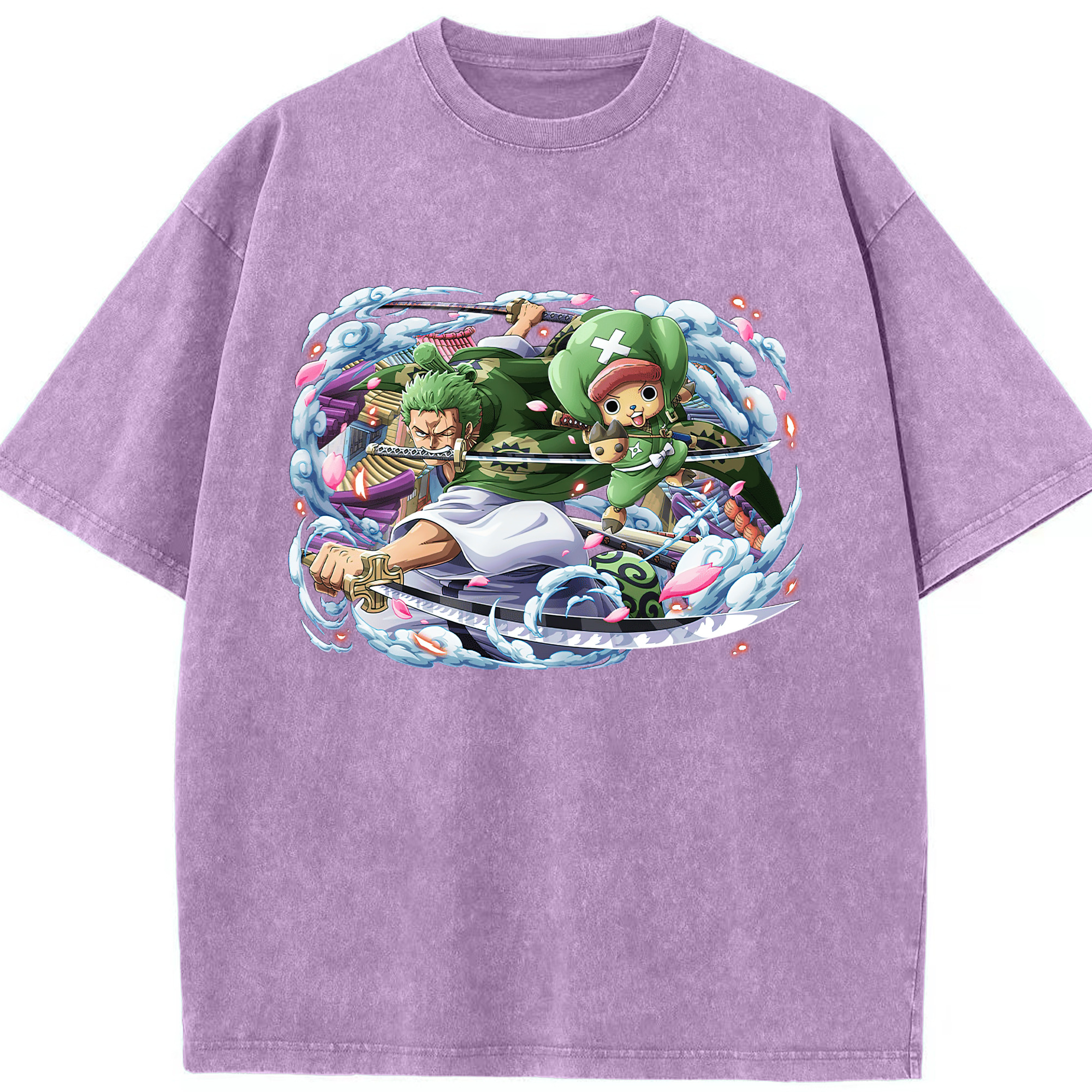 ワンピース ロロノア・ゾロ ONE PIECE Roronoa Zoro 綿100% ヴィンテージ風 半袖Tシャツ（フロントプリント）