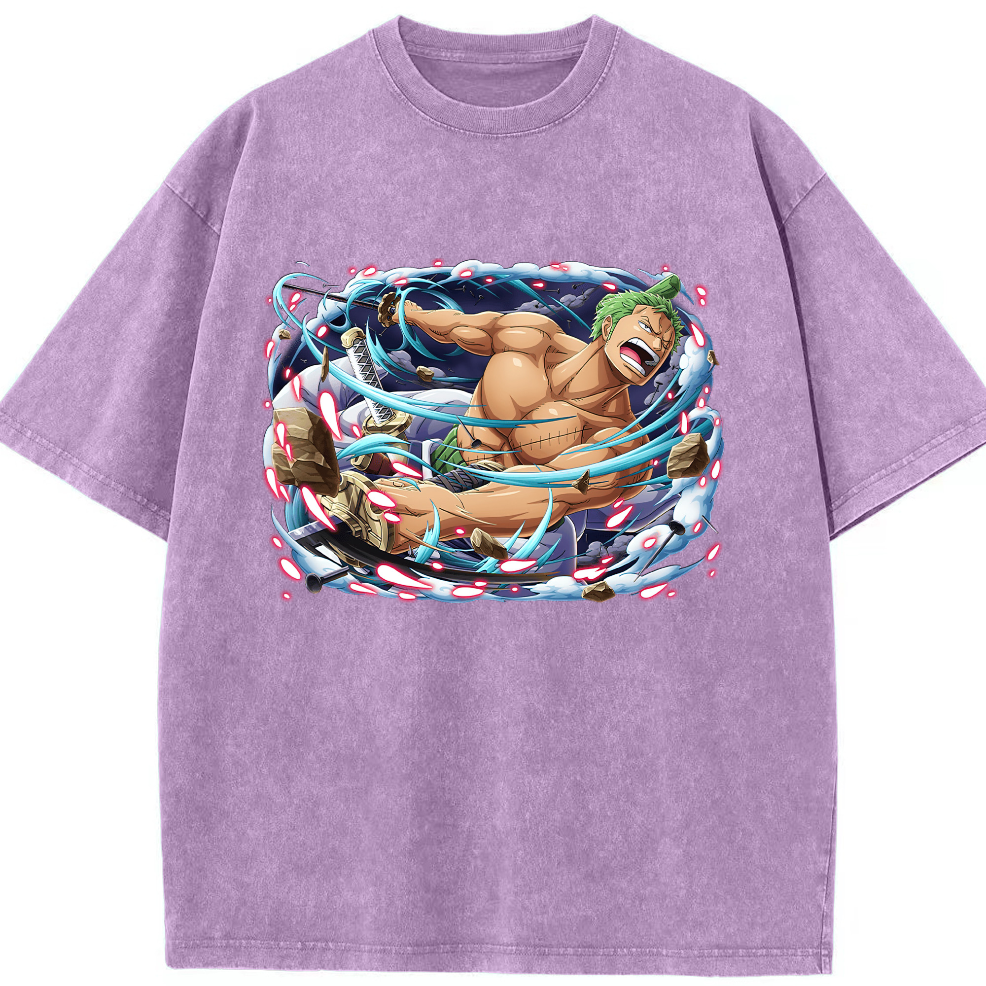 ワンピース ロロノア・ゾロ ONE PIECE Roronoa Zoro 綿100% ヴィンテージ風 半袖Tシャツ（フロントプリント）