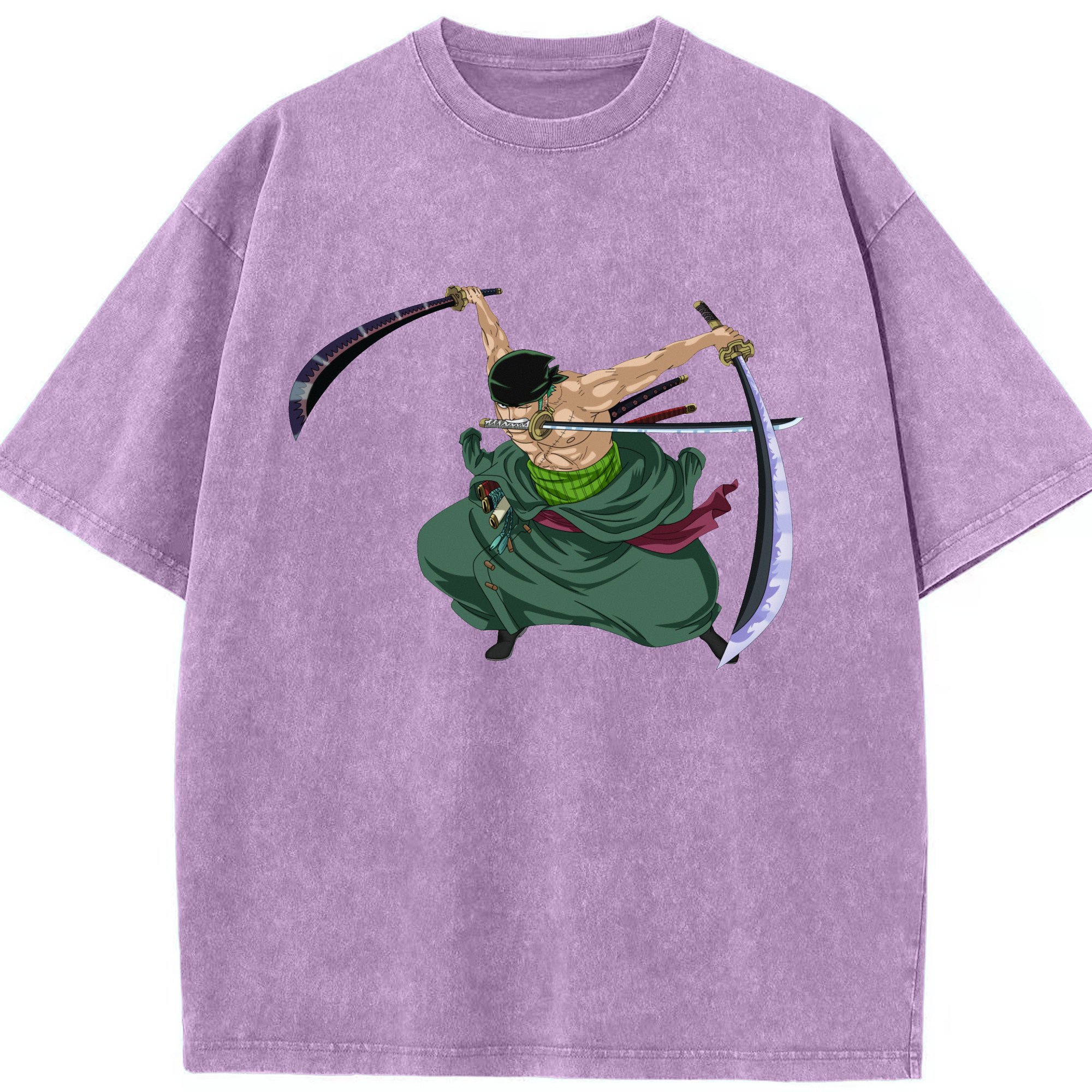 ワンピース ロロノア・ゾロ ONE PIECE Roronoa Zoro 綿100% ヴィンテージ風 半袖Tシャツ（フロントプリント）