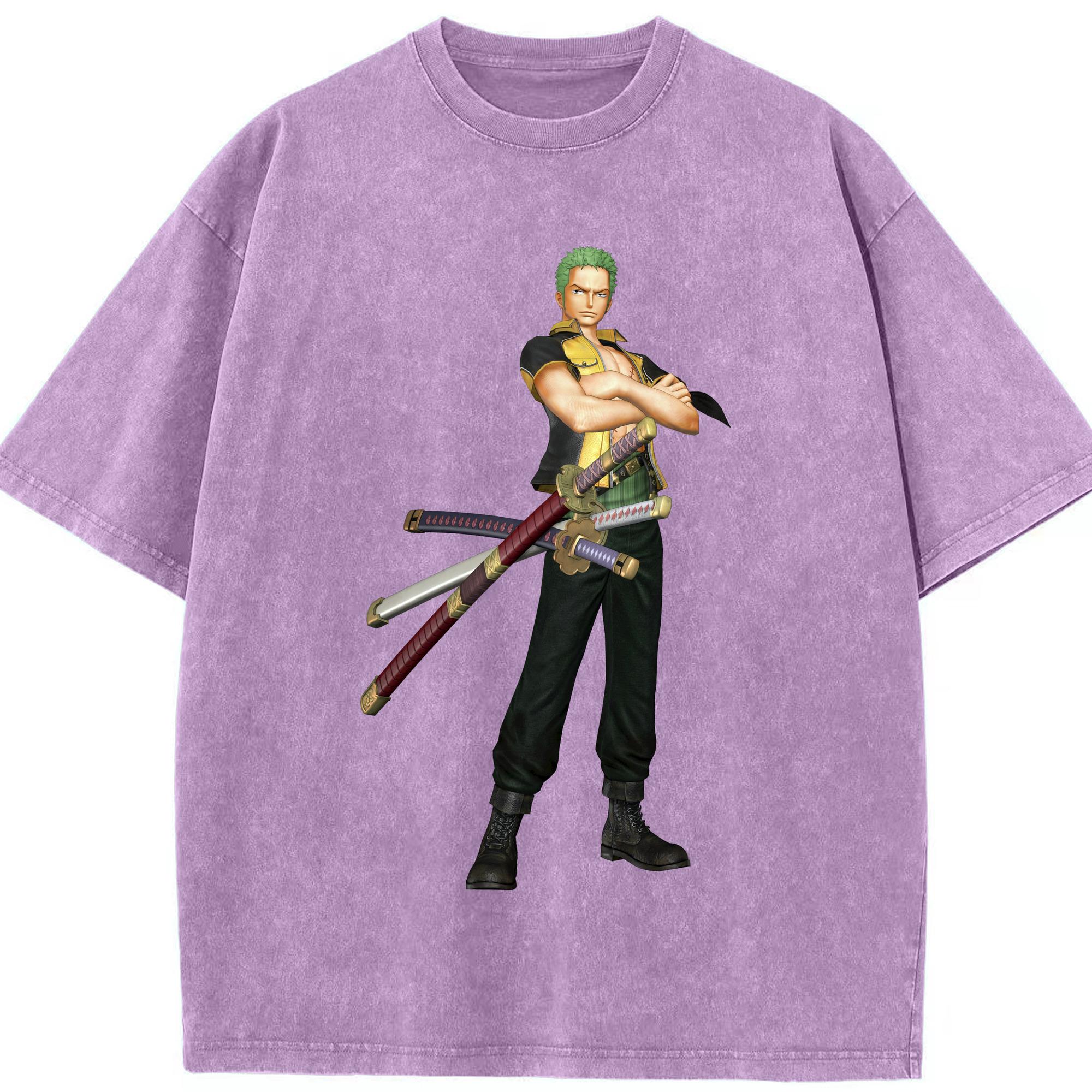 ワンピース ロロノア・ゾロ ONE PIECE Roronoa Zoro 綿100% ヴィンテージ風 半袖Tシャツ（フロントプリント）