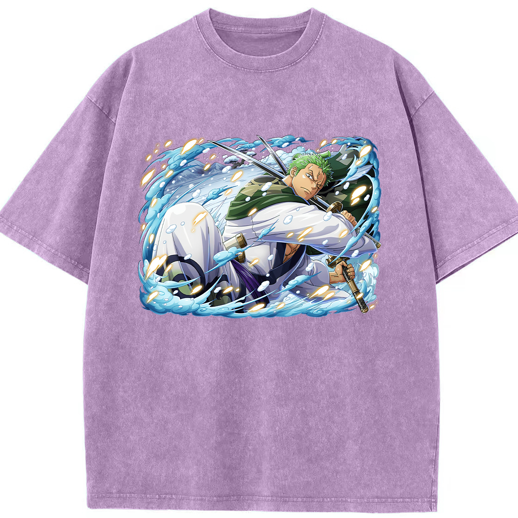 ワンピース ロロノア・ゾロ ONE PIECE Roronoa Zoro 綿100% ヴィンテージ風 半袖Tシャツ（フロントプリント）