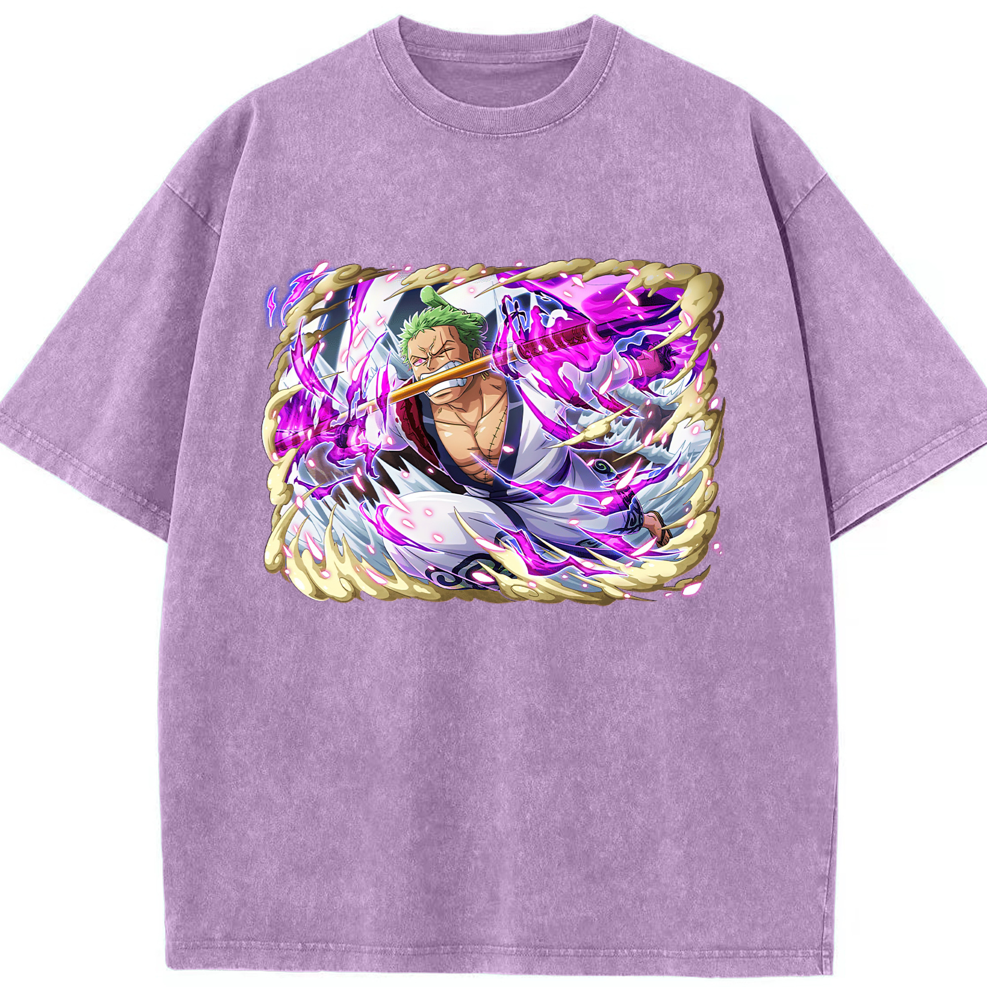 ワンピース ロロノア・ゾロ ONE PIECE Roronoa Zoro 綿100% ヴィンテージ風 半袖Tシャツ（フロントプリント）