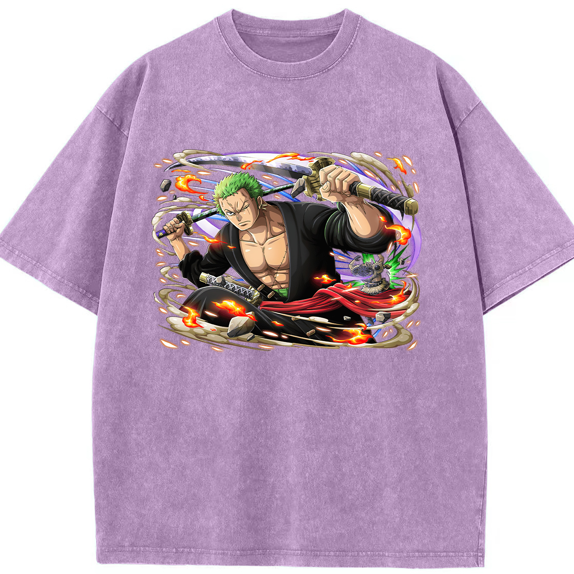 ワンピース ロロノア・ゾロ ONE PIECE Roronoa Zoro 綿100% ヴィンテージ風 半袖Tシャツ（フロントプリント）