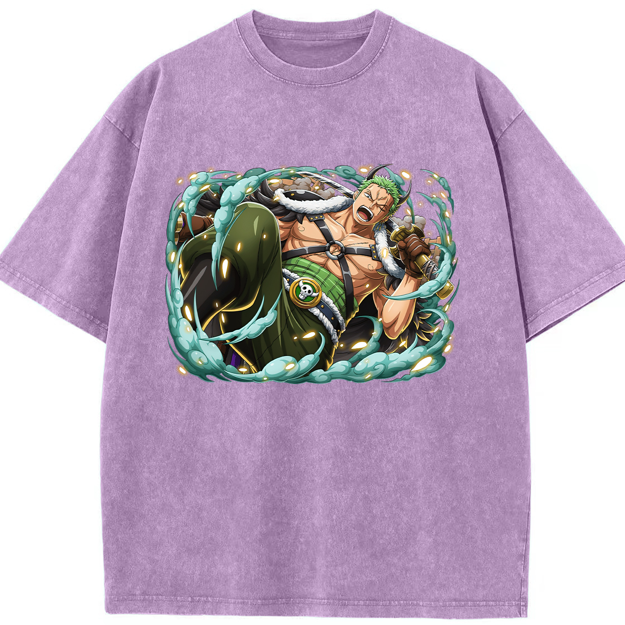 ワンピース ロロノア・ゾロ ONE PIECE Roronoa Zoro 綿100% ヴィンテージ風 半袖Tシャツ（フロントプリント）
